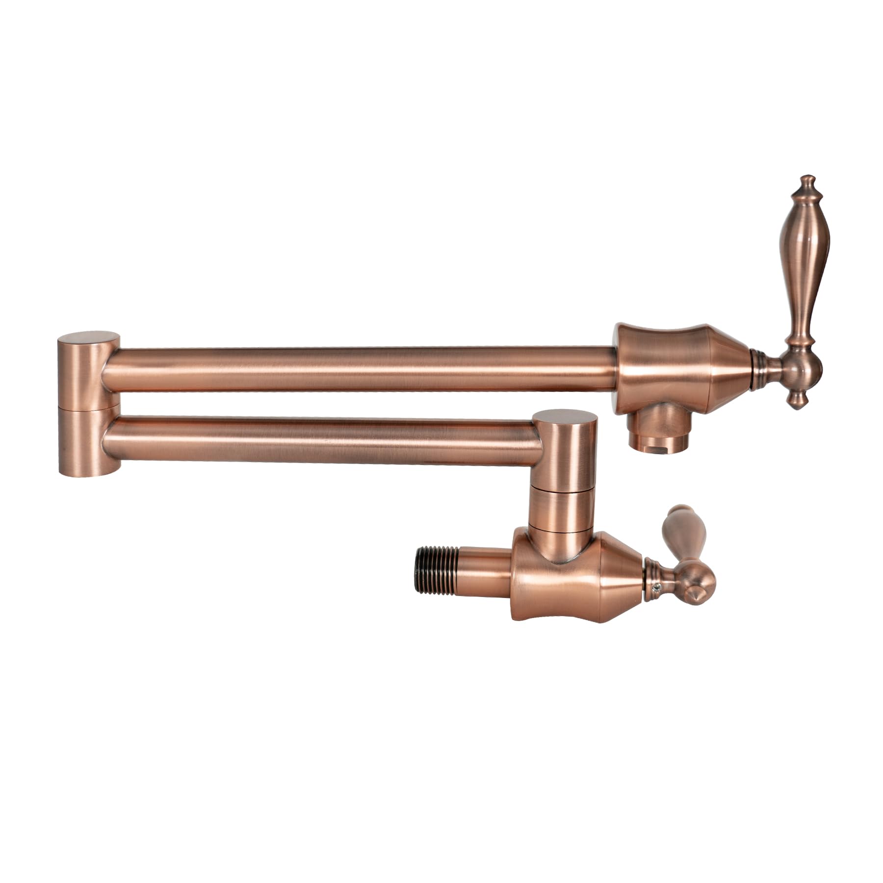 Sinda Pot Filler Kitchen Faucet Kitchen Sink Faucet Wall Mount Solid Brass Double Joint Swing Arm Folding Kitchen Faucets With Single Hole Two Handles, Brushed Copper