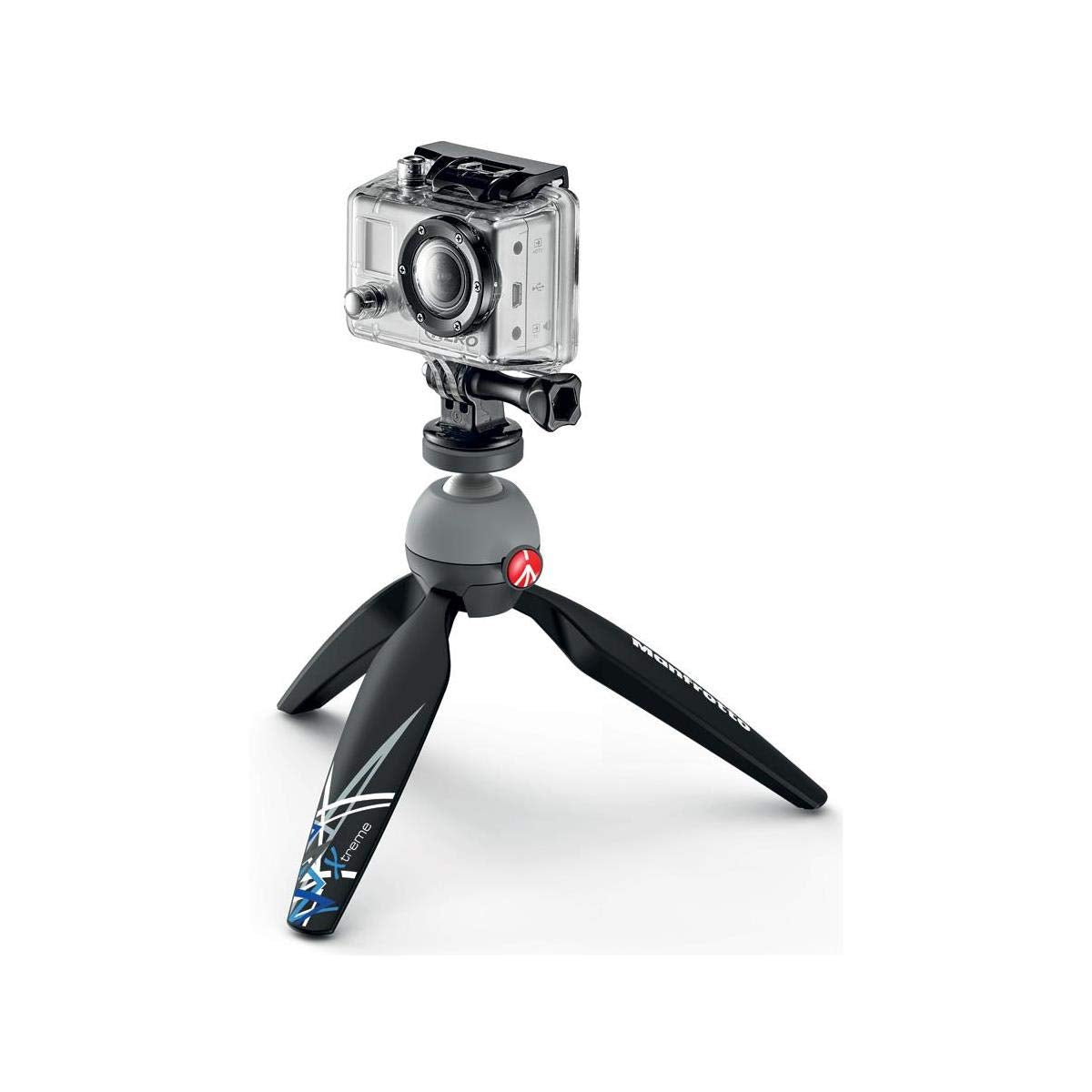 Manfrotto Pixi Xtreme Mini Tripod Kit With Head For Gopro Cameras (Mkpixiex-Bk), Black With Gopro Adapter