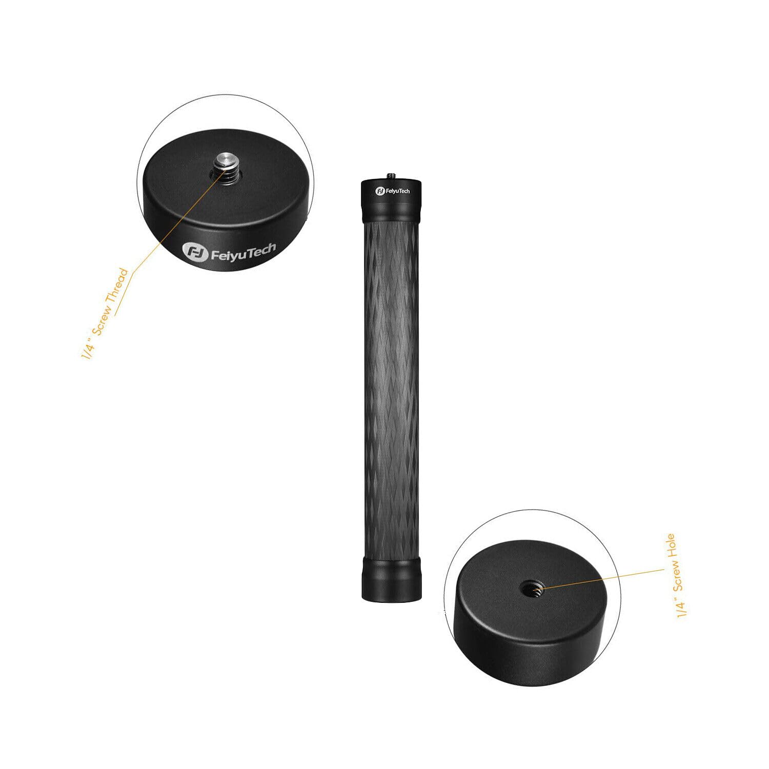 Feiyutech 10.8" (275Mm) Carbon Fiber Extension Pole – Lightweight, Durable With 1/4"-20 Screw, Compatible With Camera Gimbals, Tripods & Monopods