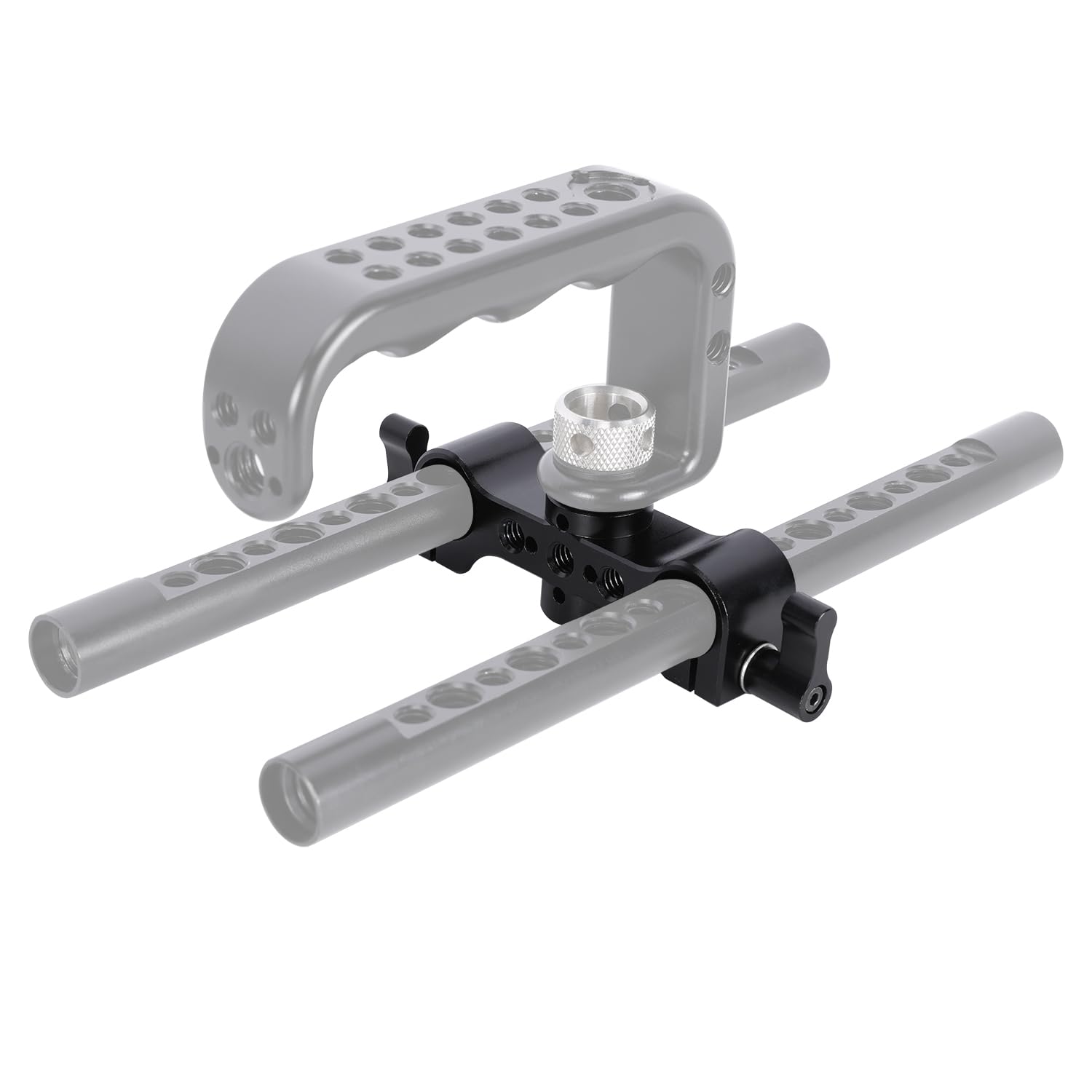 Niceyrig 15Mm Rod Clamp With Locating Holes For Arri & 1/4’’, Dual 15Mm Rod Rail Extension Applicable For Dslr Top Handle Articulating Magic Friction Arm - 568