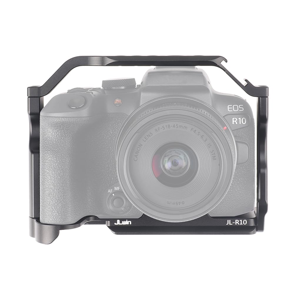 Hersmay R10 Cage With Top Handle,Aluminium Alloy Camera Cage For Canon Eos R10 Mirrorless Cameras, Vlogging Video Shooting Filmmaking Rig Stabilizer With 1/4" Mounting And 3/8" Arri Locating Hole