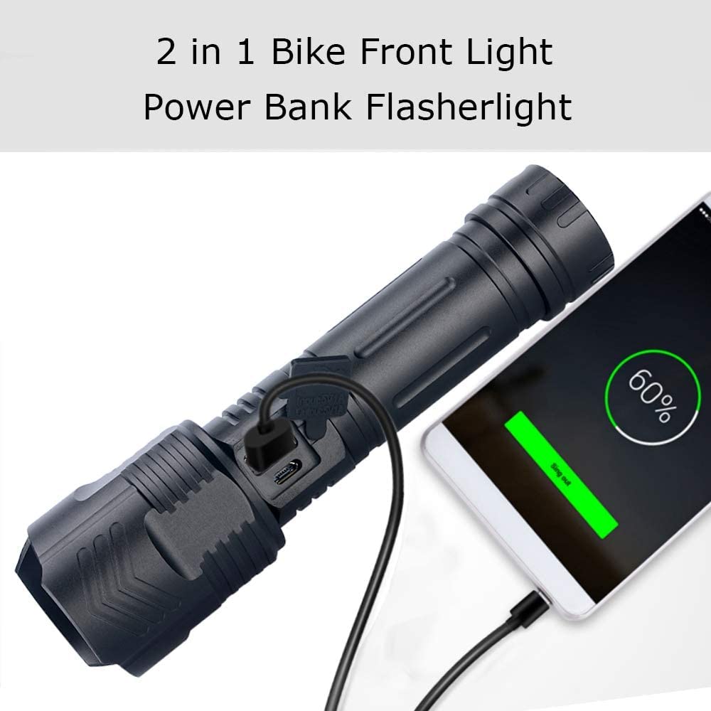 Bikacu Flashlights Rechargeable High Lumens, 1200000 Lumens Led Tactical Flashlight, Powerful Super Bright Zoomable Handhed Flash Light Waterproof 5 Modes Best For Outdoor Camping