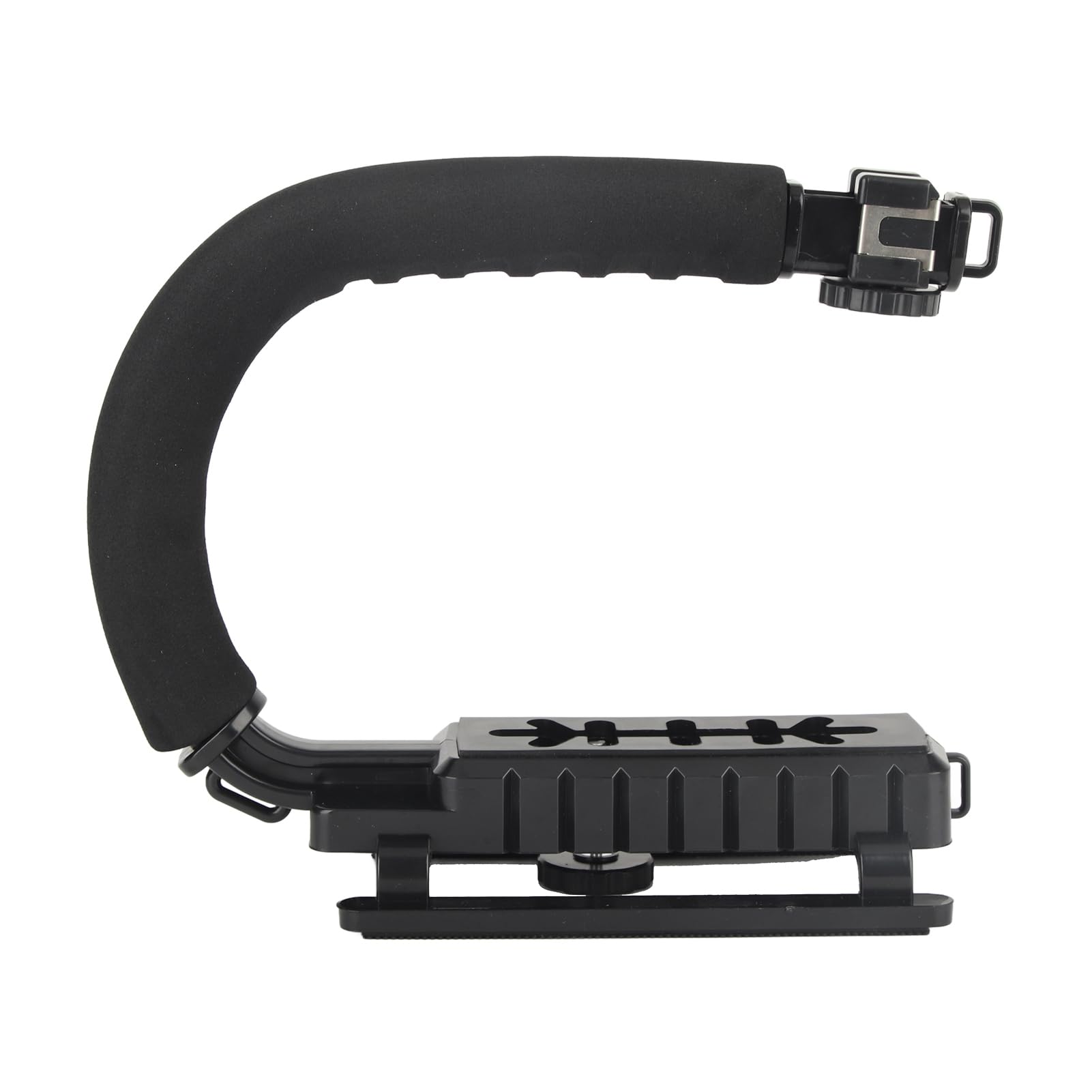 Acouto Adjustable Camera Handheld Stabilizer With 3 Hot Shoe Mounts Foldable Ushaped Ip For Video Action, Sport Cameras Abs Sponge Truction