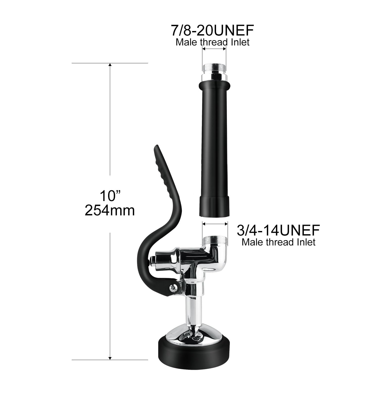 Gryong Pre Rinse Sprayer Sink Sprayer Replacement Spray Valve For Commercial Sink Faucet Polished High Pressured, Black