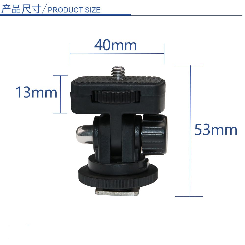 Kasinshooting Adjustable 180 Degree Video Camera Monitor Mount Cold Shoe Adapter 1/4" Thread Stand Holder (Abs Material)