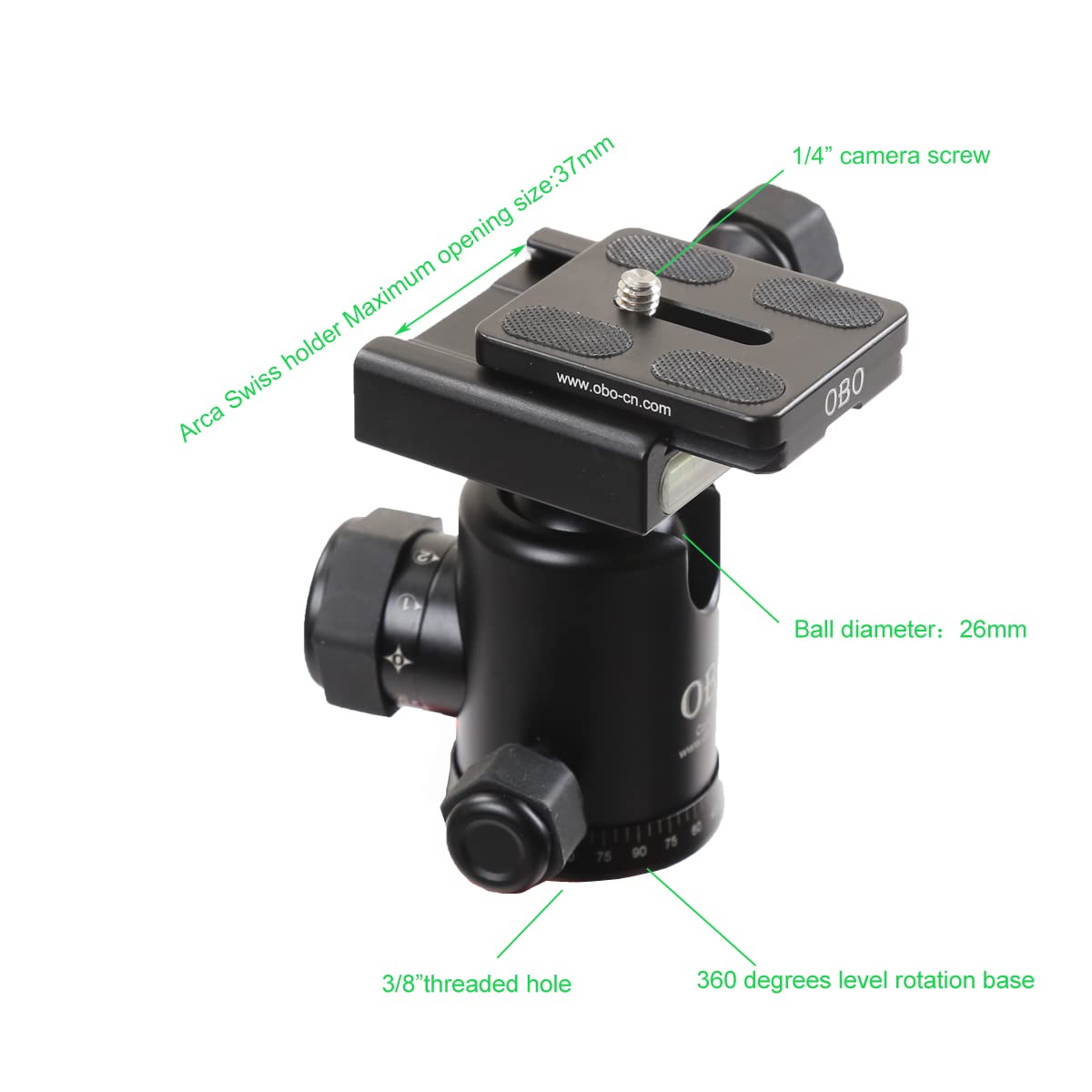 Obo Ba224+B1 Aluminum Tripod With Panoramic Head For Digital Camera (Black)