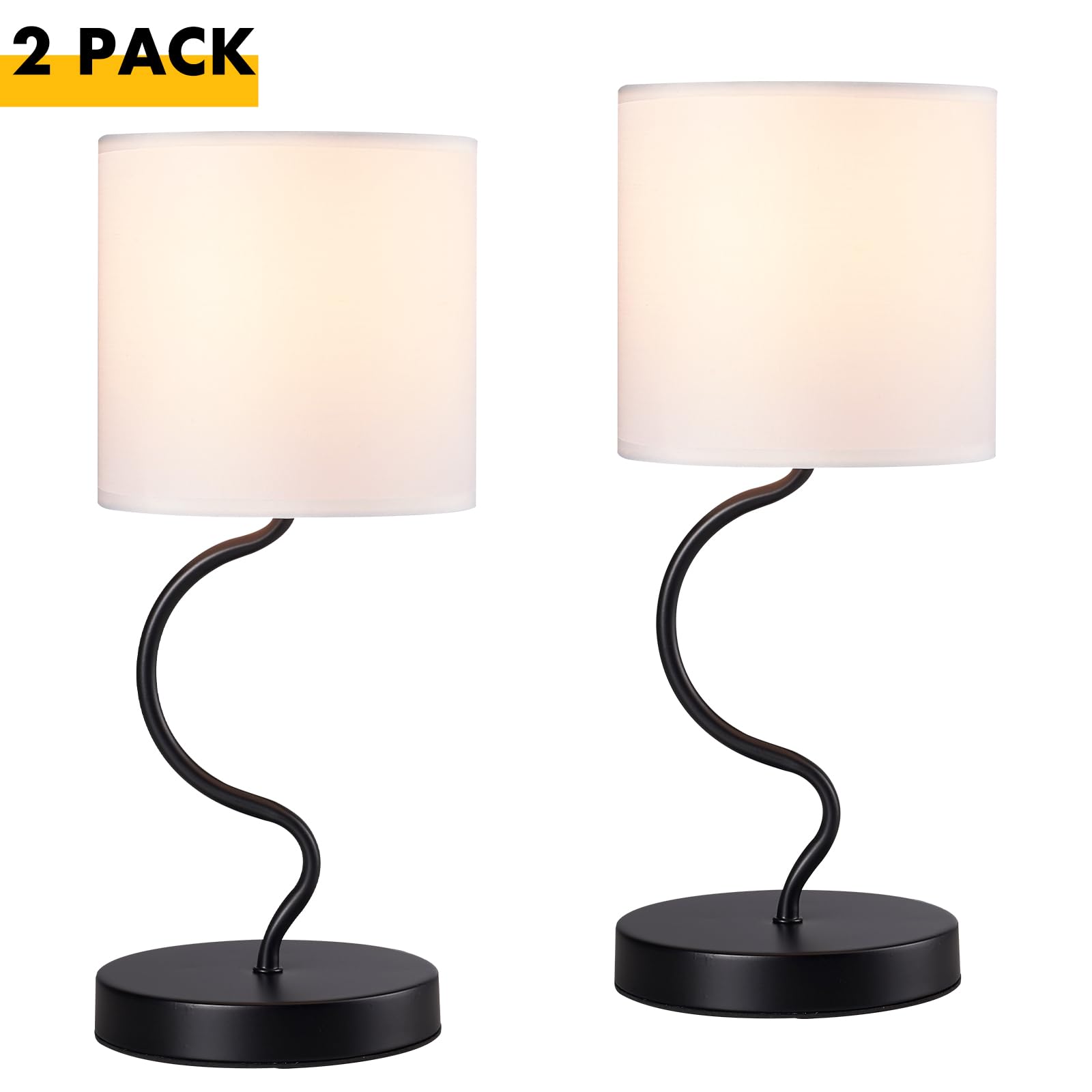 Hamilyeah Table Lamps Set Of 2, Bedside Lamps For Nightstand With On/Off Switch, Modern Lamps With Fabric Shade, Simple Lamps For Bedroom, Living Room, Home Office
