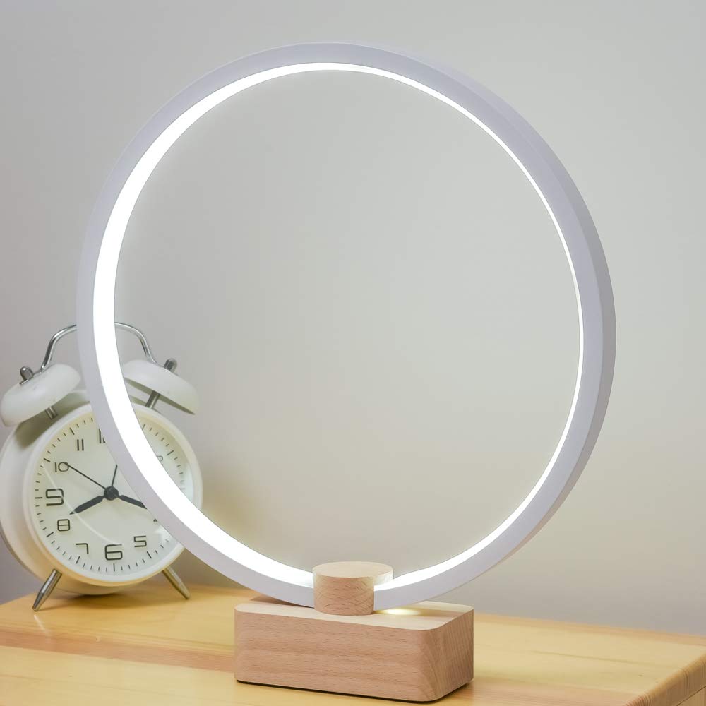 Lonrisway Led Wood Table Lamp, Bedroom Bedside Night Light, Dimmable Led Lighting, Creative Home Decor, Unique House Warmging 1.3M Cable, 5W 350Lm Nightstand Lamps