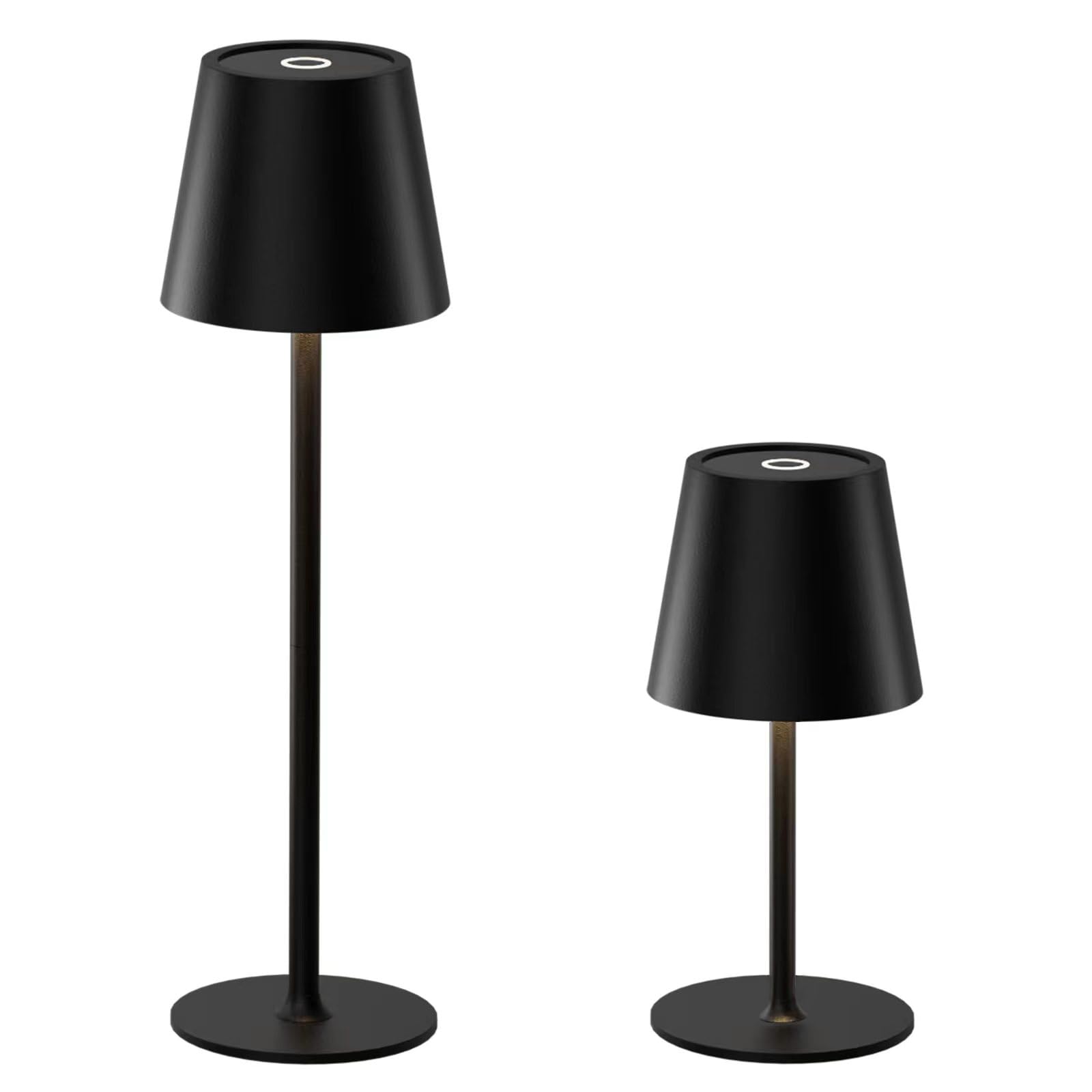 Sevenment Cordless Table Lamp,7-70 Hours Battery Powered Light,2-Pack Black Rechargeable Table Light,Waterproof,Adjustable Height,3-Color Stepless Dimming,For Living Room,Dinner,Outdoor,Nightstand
