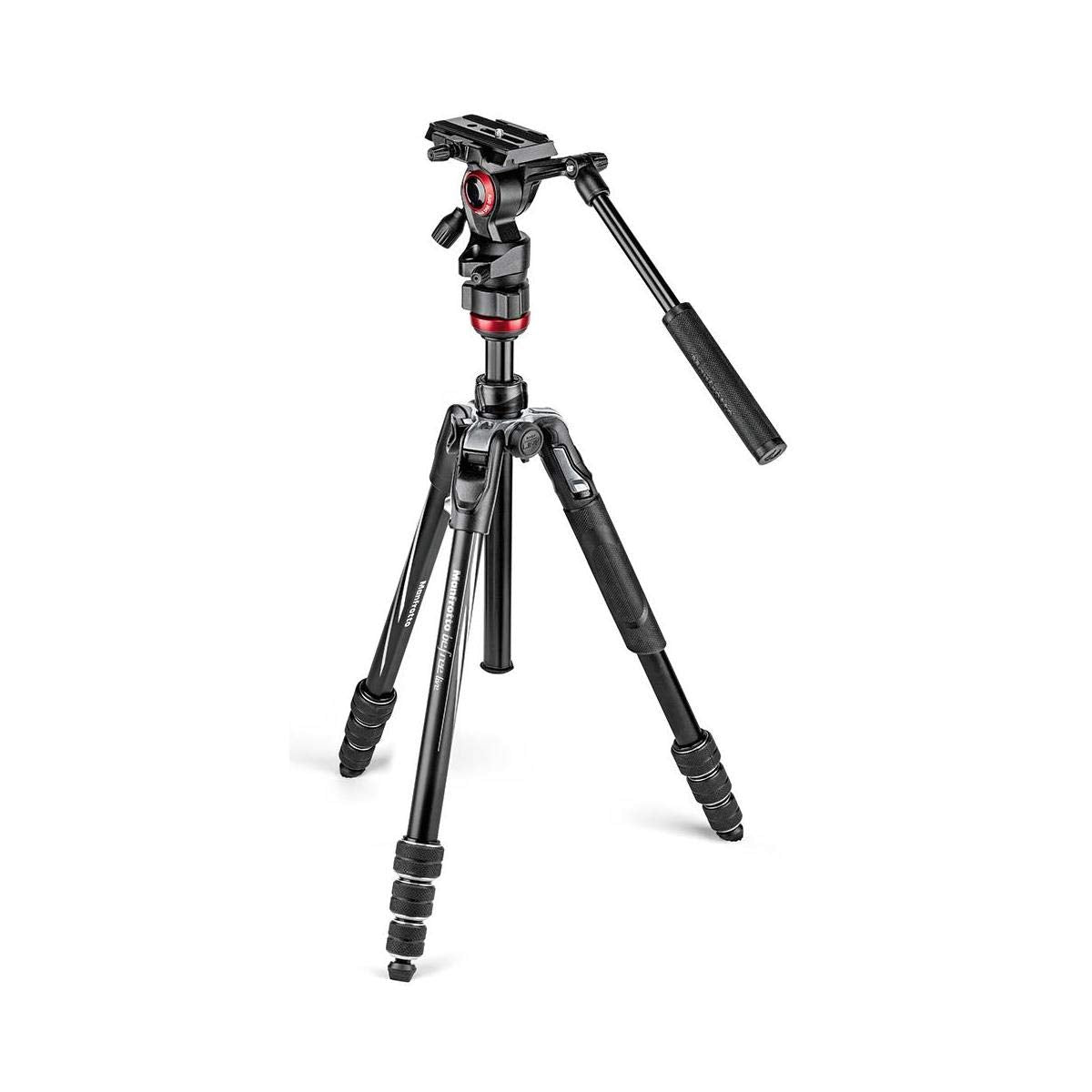 Manfrotto Be Live 4-Section Aluminum Compact Travel Video Tripod With Fluid Head, Black/Silver