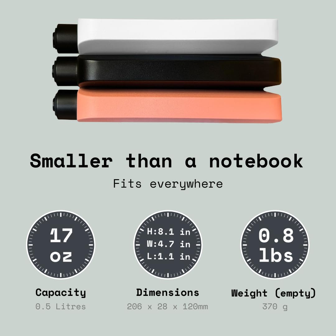 Flat Water Bottle  Stainless Steel 17Oz Flask  Minimalistic Design For Easy Portability
