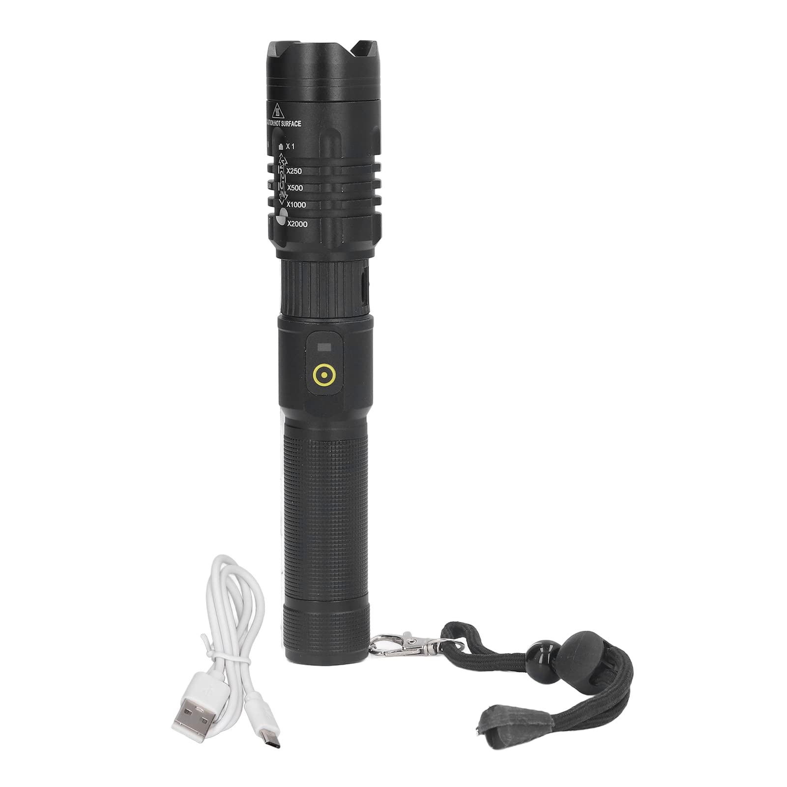 Etaingyeun Bright Rechargeable Flashlight High Power Long Life Telescopic Zoom For Outdoor Emergency Black