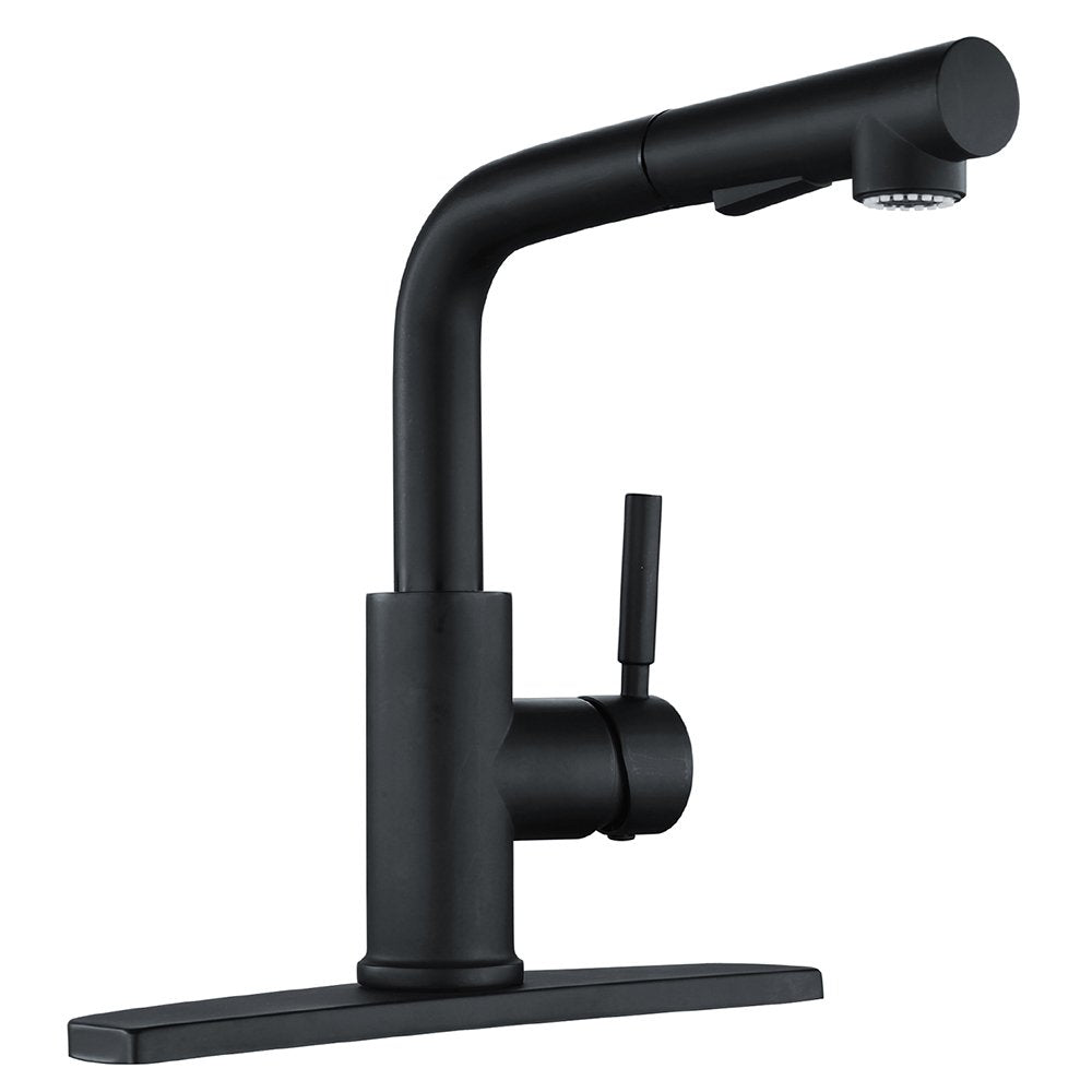 Peppermint Matte Black Kitchen Sink Faucet With Pull Down Sprayer Single Lever Black Kitchen Faucet With Pull Out Spray Low Profile Faucet For Kitchen Sink
