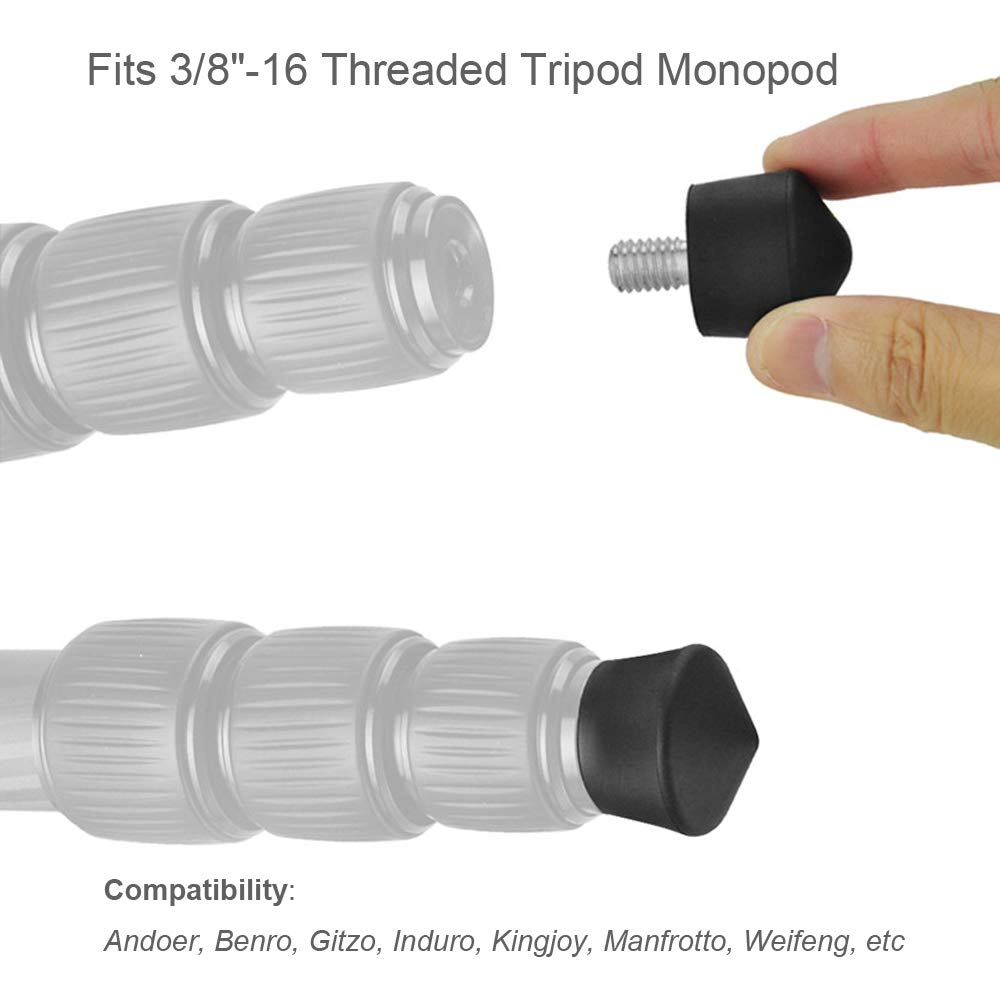Foto&Tech Universal Anti-Slip 3/8" Rubber Foot Spike Compatible With Andoer Benro Gitzo Induro Kingjoy Manfrotto Weifeng Rrs 3/8"-16 Thread Tripod Monopod On Smooth Uneven Surface 30Mm X 40Mm (3 Pcs)