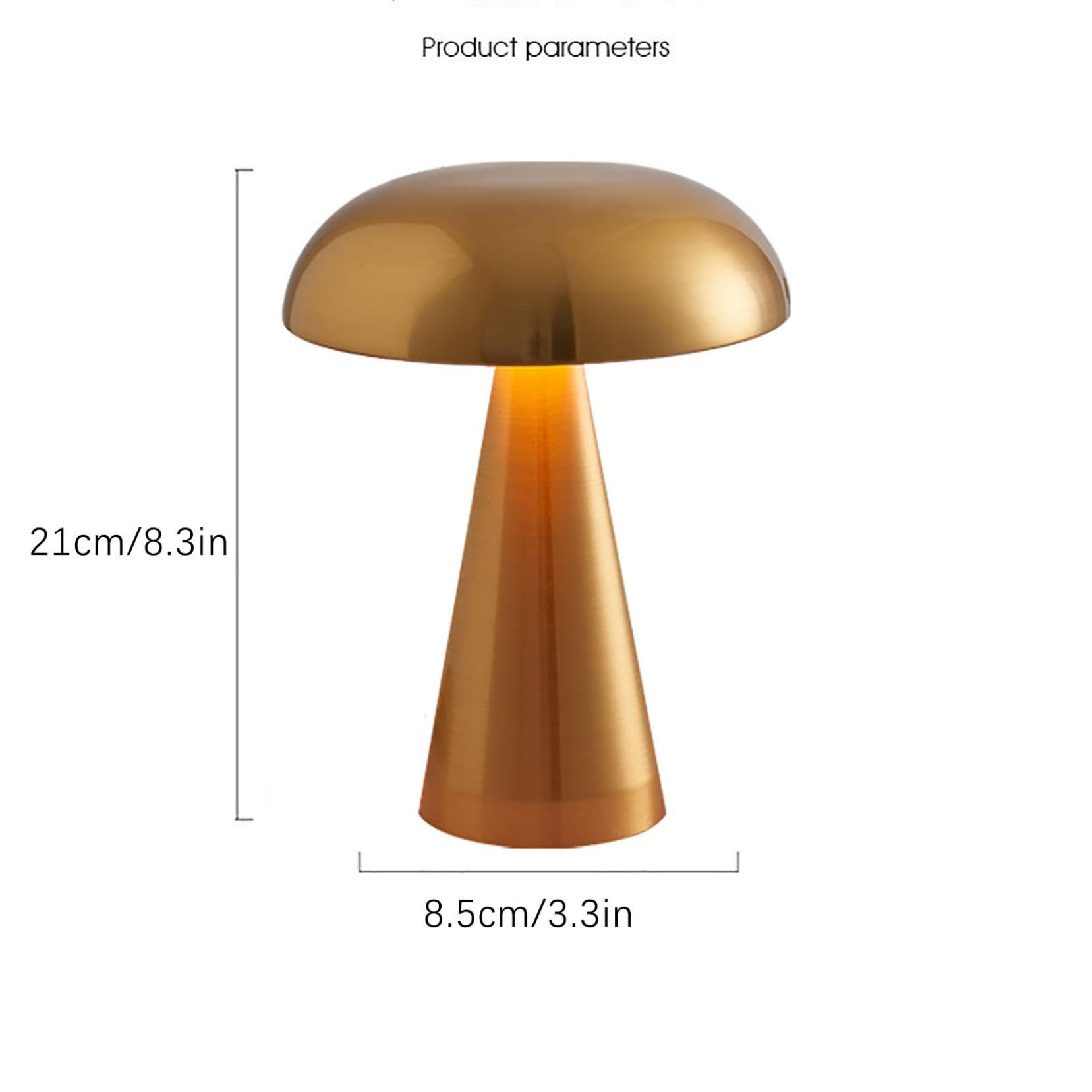 Lutiedan Table Lamp Light, Usb Charging Night Light Luxury Usb Charging Dest Lights Mushroom Shape Table Lamp Night Lights For Bedroom, Bedside, Bar, Outdoor Actitivity (Gold)