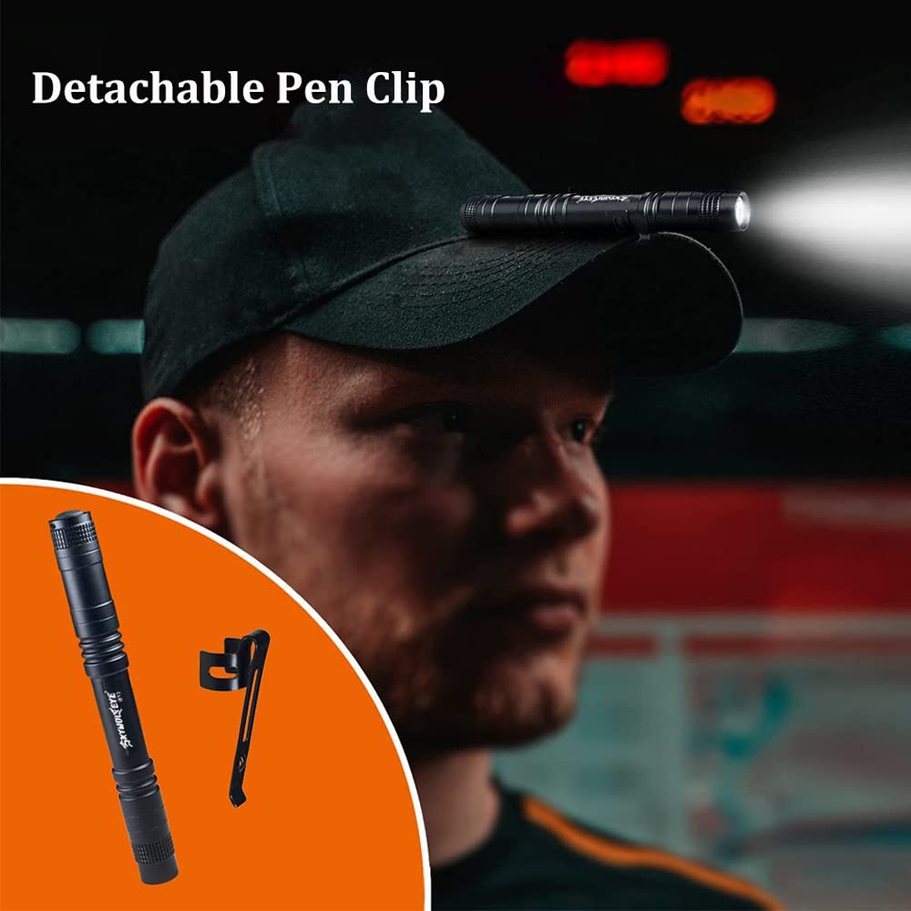 Cussity Pen Light, Led Pocket Pen Flashlight, 5 Pcs Small Mini Flashlight With Clip, 3 Modes For Camping, Outdoor, Emergency