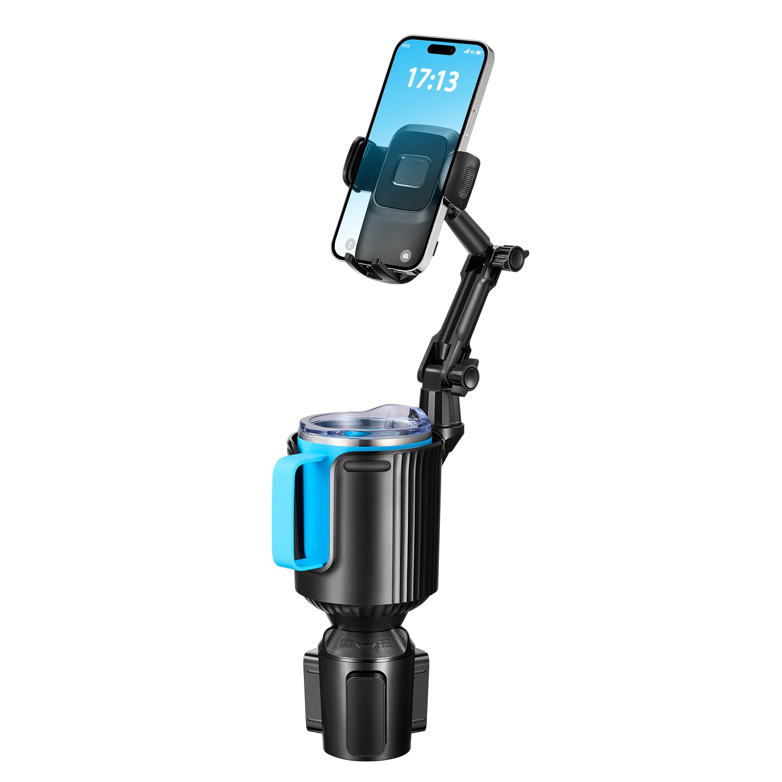 This Hill  Cup Holder Phone Mount, 2 In 1 Universal Adjustable Long Neck, Compatible With Iphone 14 Pro Max/Se/8/7/6, Samsung & All Smartphones, Black