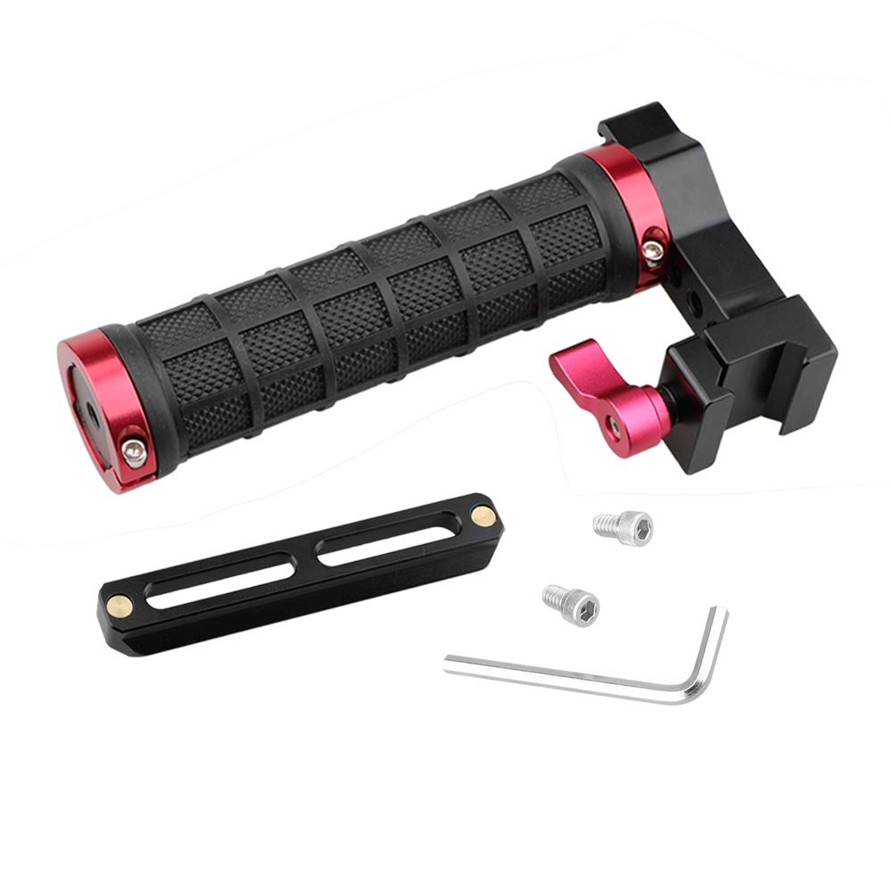 Camvate Quick Release Rubber Grip Top Handle With Nato Rail For Blackmagic Pocket Cinema Camera (Red) - 1498