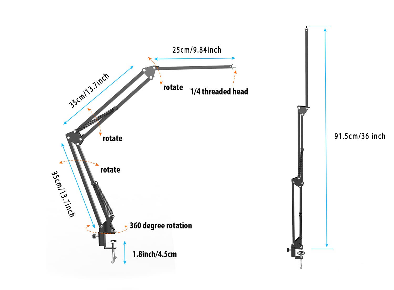 Pozliv Long Overhead Tripod Mount For Iphone Webcam Ring Light, Gooseneck Desk Phone Arm Holder For Over Head Video Recording Filming Live Streaming, Webcam Tripod Stand With Articulating Arm
