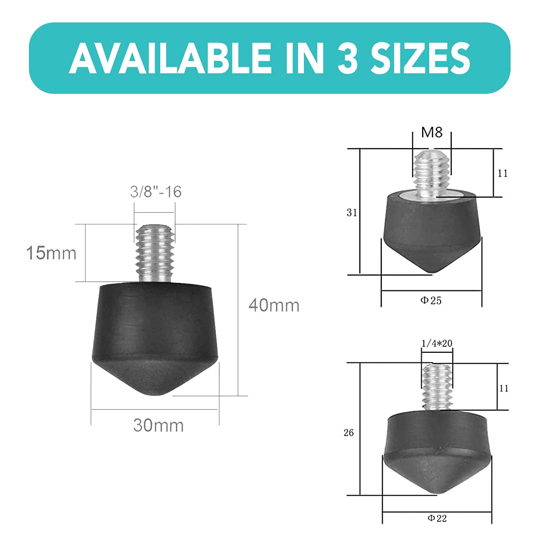 Foto&Tech 3 Pieces Universal Anti Slip Rubber Tripod Feet Compatible With Benro Gitzo Induro Kingjoy Manfrotto, Thread Tripod Foot Replacement For Smooth And Uneven Surfaces (M8)