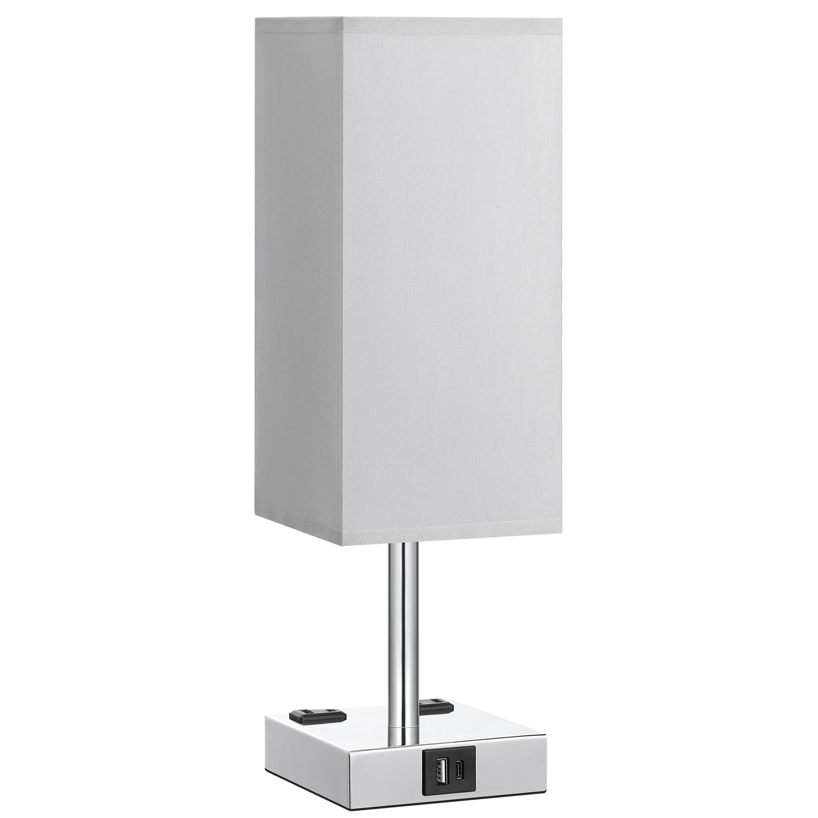 Aooshine Bedside Table Lamp Touch Control, With Usb C+A Charging Ports & Dual Ac Outlets, 3-Way Nightstand Lamp For Bedroom With Lampshade Living Room Office(Led Dimmable Bulb Included)
