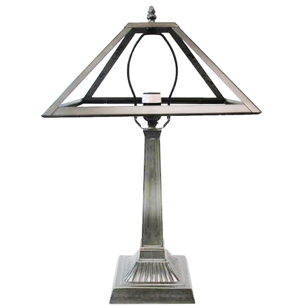 Rainbow Art Glass 12" Dia. Metal Panel Lamp Base Kit, Antique Bronze Finish With Gold Highlights, Nicely Weighted, 18.75" Tall