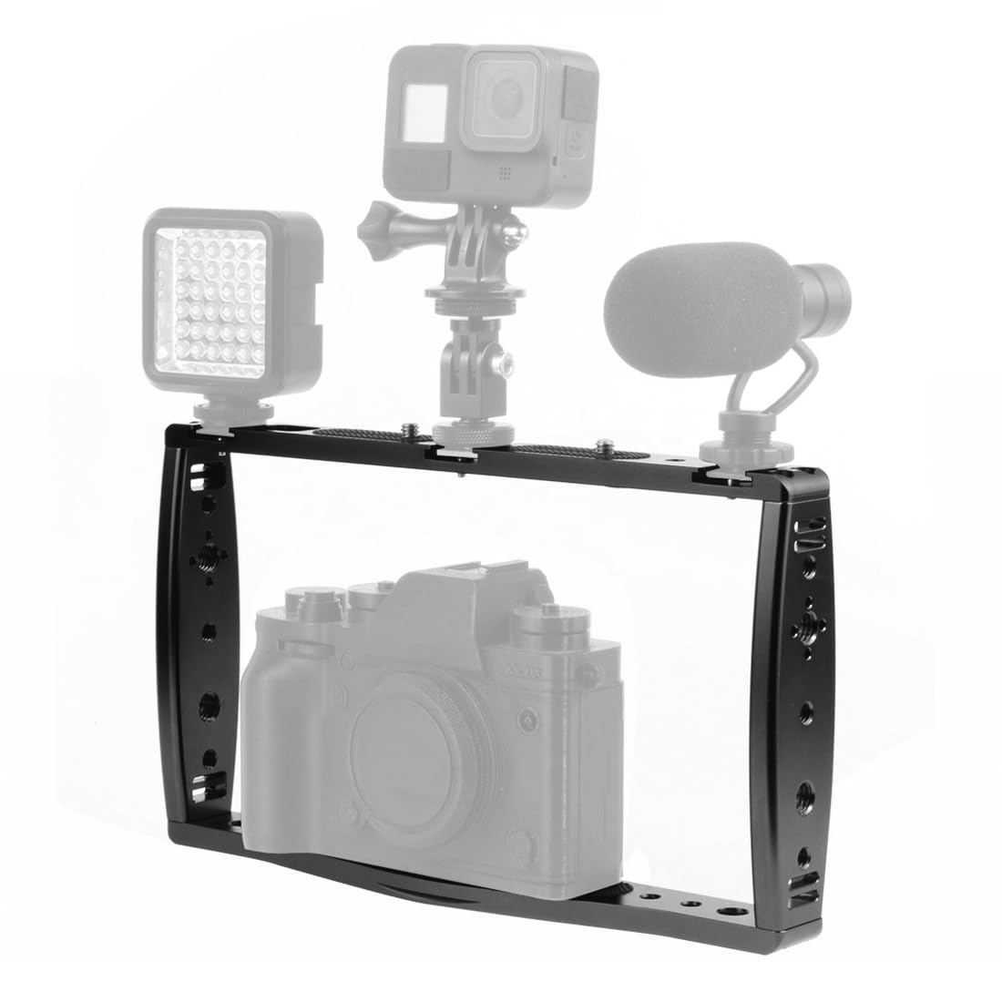 Novelgoal Aluminum Stabilizer Expanded Accessories Dual Hand Held Diving Support For Cell Phone For Sports Camera Hero 13 (Black)