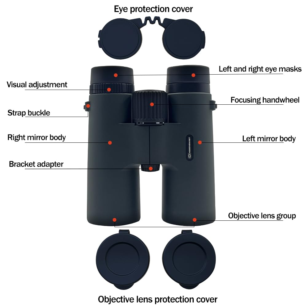 Huanqiusensmart Binoculars Telescope10X42 Hd Telescope Fully Multi-Coated Rubber Armored High Power Compact Waterproof For Bird Watching Travelfootball Games