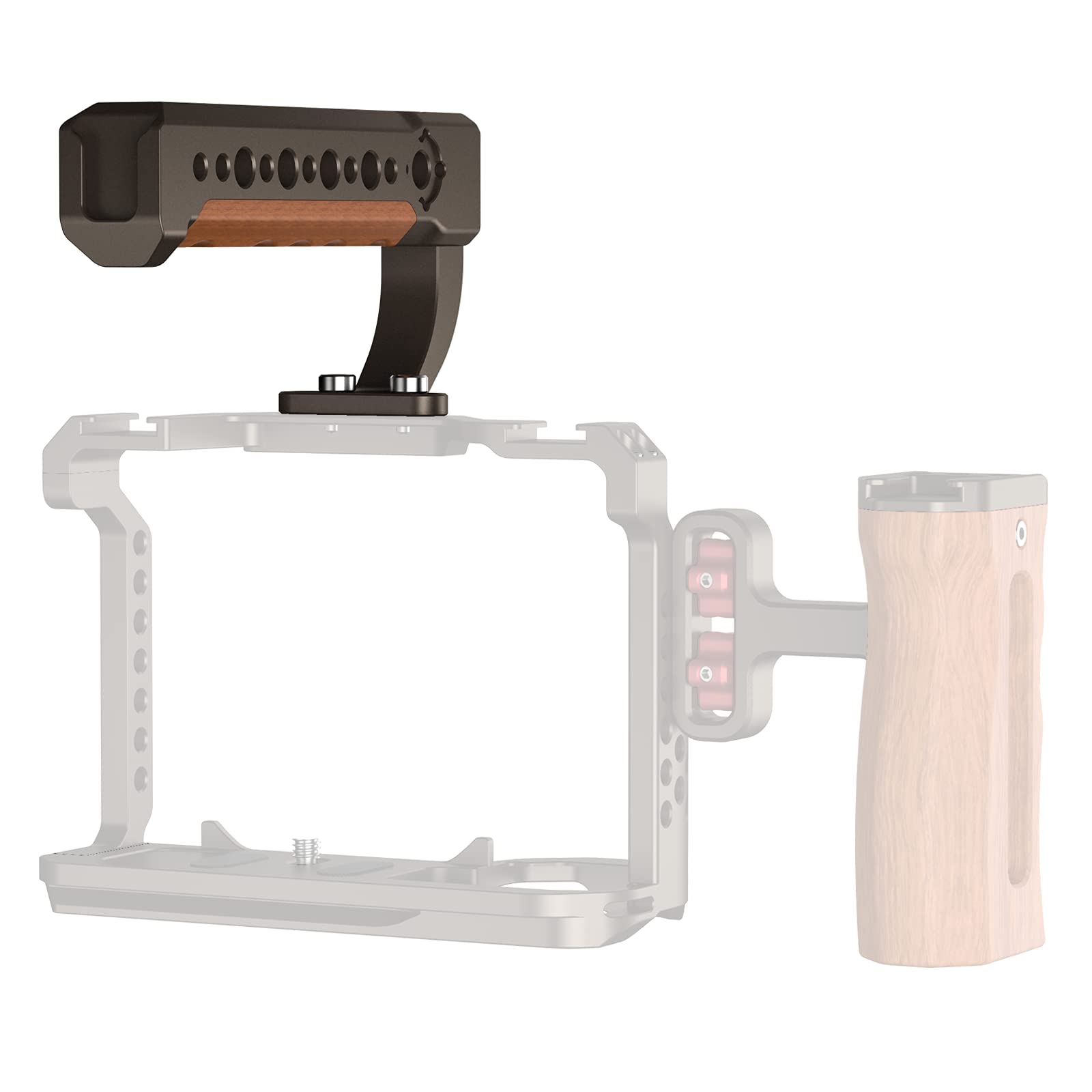 Poyinco Camera Top Handle Grip And Cage Stabilizer Rig With Cold Shoe Mount For Dslr Camera