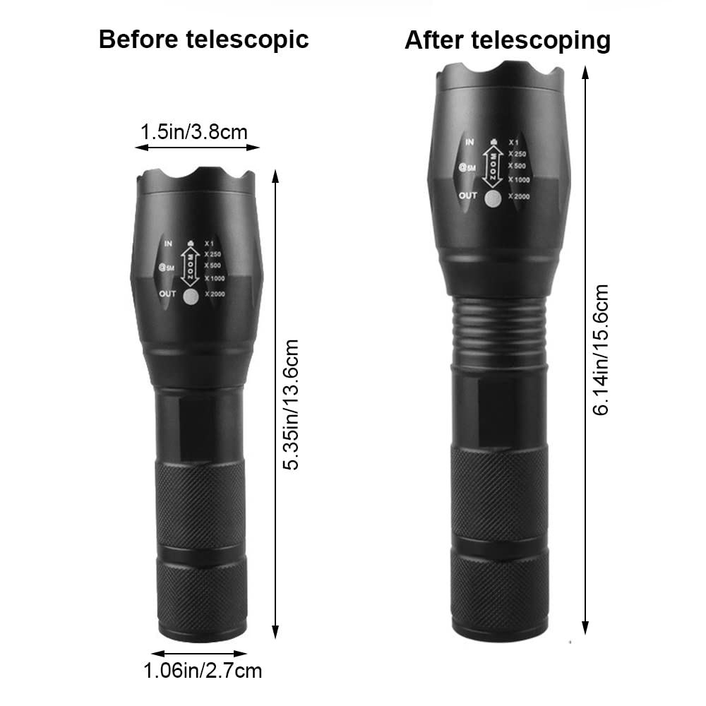Xixiyang Led Adjustable Focus Flashlight, High Lumens Flash Light, Battery Powered, Portable, Waterproof, Multifunctional, Flashlight For Emergencies, Camping, Travel, Hiking, Car, Home