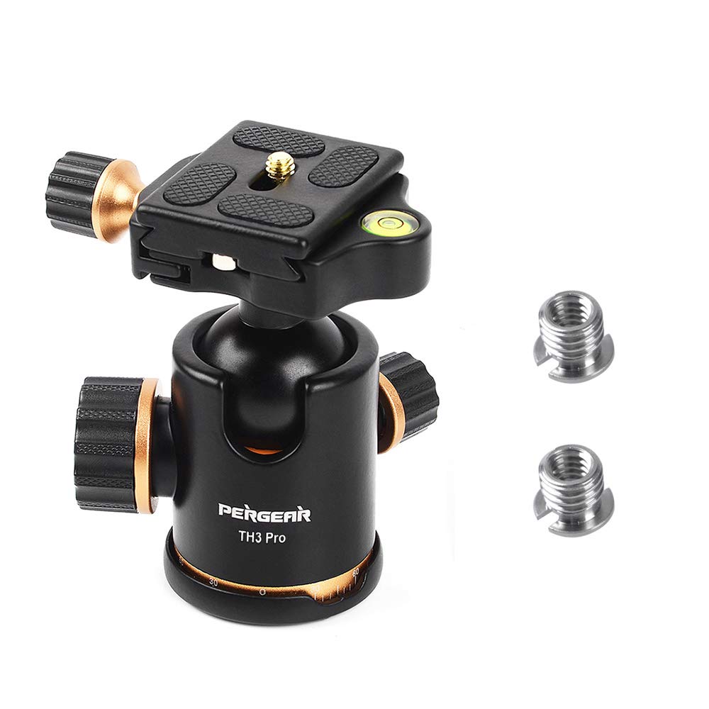 Pergear Th3 Pro Dslr Camera Tripod Ball Head, 8Kg/17.6Lbs Loading Capacity, 360 Degree Swivel, Metal Build Quality, Fine Tuning Damping, U-Shaped Groove Design For Easy Switching Into Vertical Mode