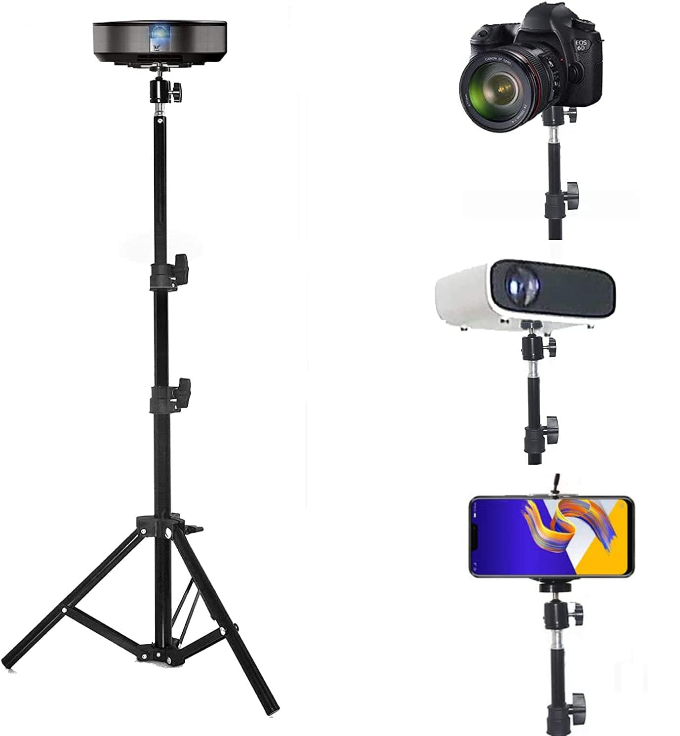 Coret Projector Tripod Stand, Portable Mount Floor Stand, Photography Light Stand, Outdoor Camera Tripod Stand With Ball Head For Projector,Camera, Webcam,Smartphone
