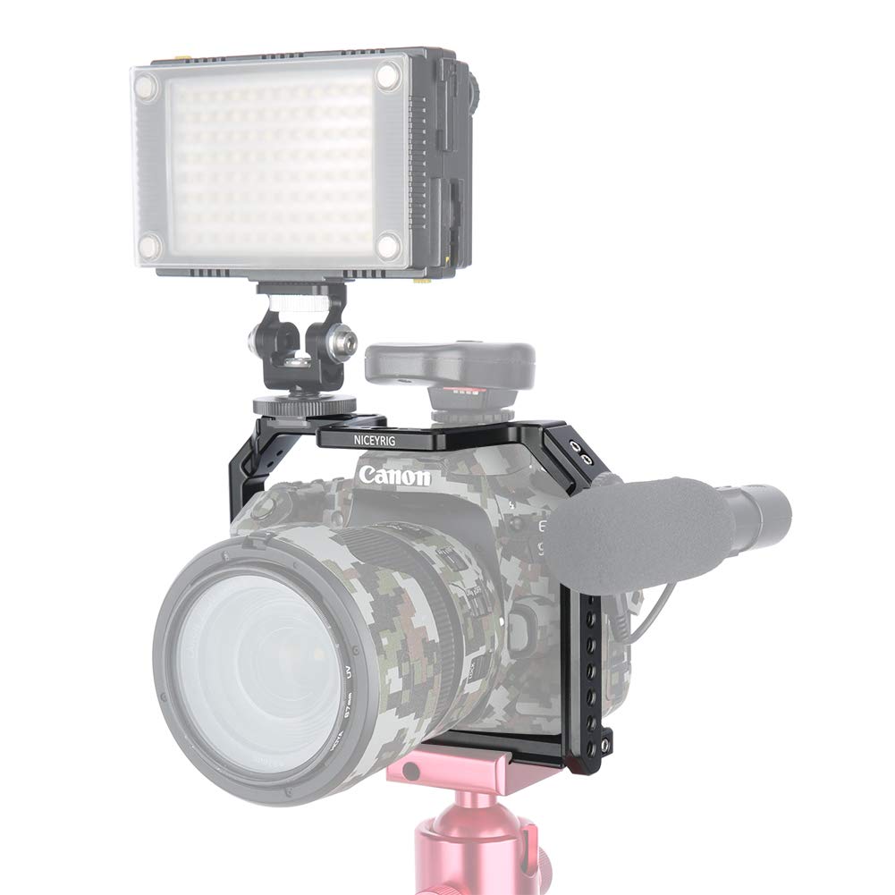 Niceyrig Camera Cage For Canon 80D 90D 70D, With Nato Rail Cold Shoe And 1/4 3/8 Locating Hole - 371