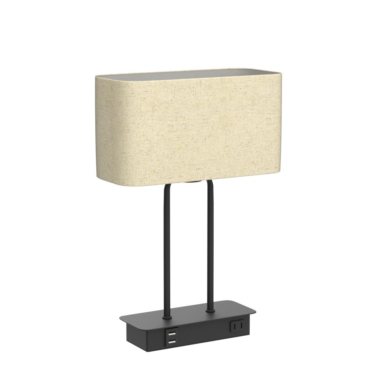 Beslowe 3-Way Dimmable Touch Control Table Lamp With 2 Usb Ports And Ac Power Outlet Modern Bedside Nightstand Lamp Fabric Shade And Metal Base For Guestroom Bedroom Living Room Led Bulb Included Warm White