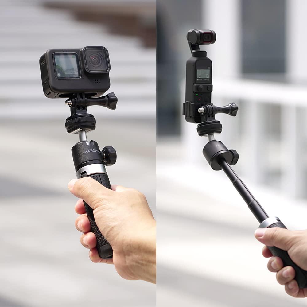 Maxcam Extension Pole Tripod, Mini Selfie Stick Tripod Stand Handle Grip For Webcam Iphone Samsung Smartphone Gopro Dji Pocket Canon Sony Cameras Vlogging