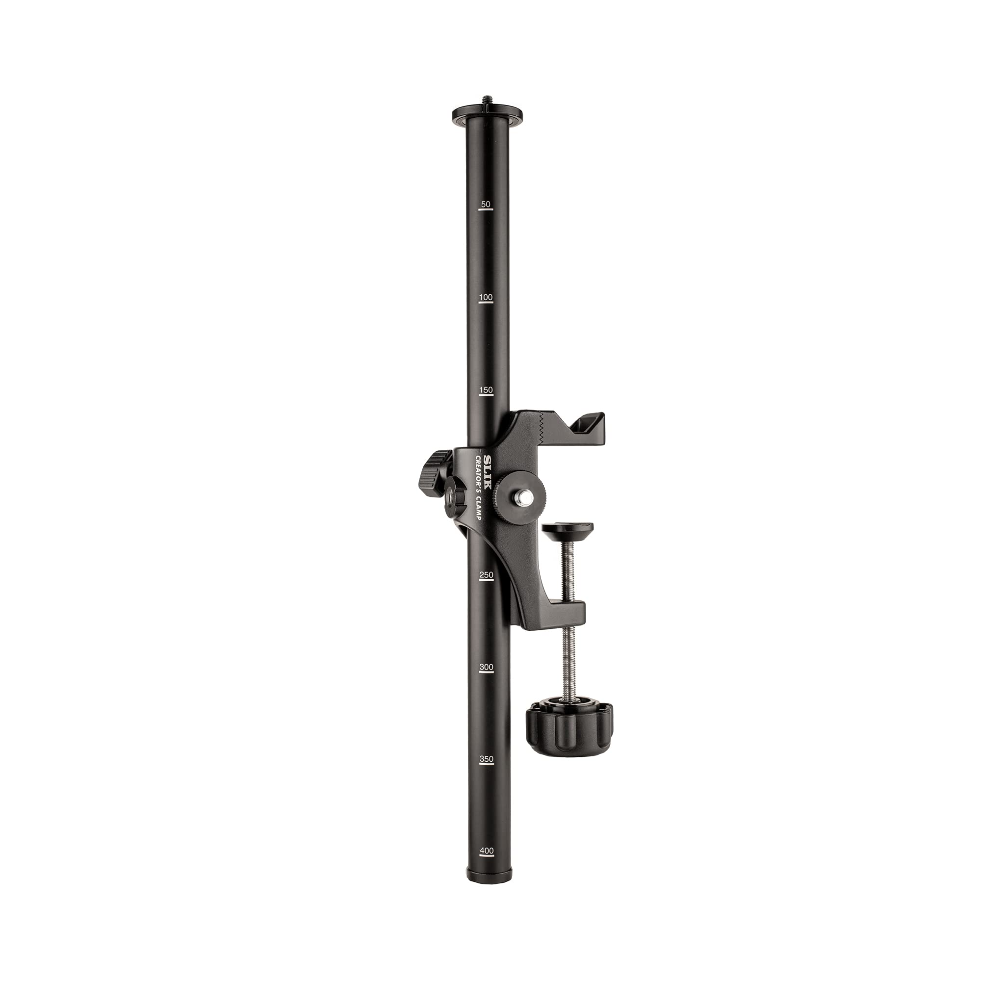 Slik Creator'S Series: Clamp W/ 3" Wide Reversible Adapter For Flat Desks, Tables, Or Round Poles & Surfaces, Black (Model: 618-761)