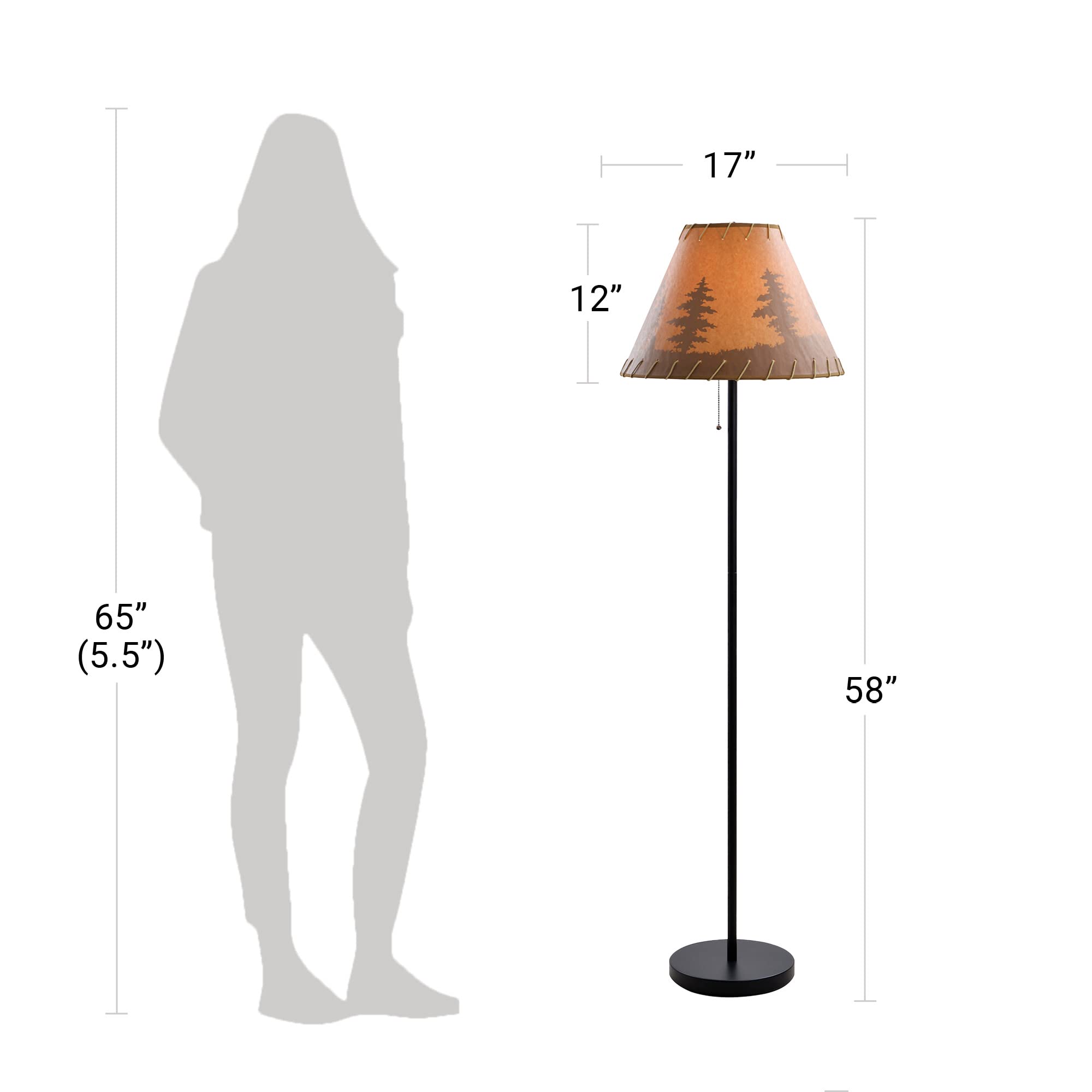 Catalina Lighting 19910-000 Rustic Cabin Lodge Floor Lamp, Standing Lamp, Living Room Light For Cabin Or Home, Led Bulb Not Included, 58", Brown Print