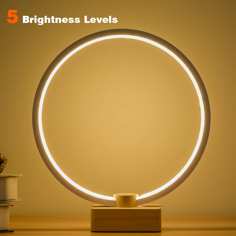 Lonrisway Led Wood Table Lamp, Bedroom Bedside Night Light, Dimmable Led Lighting, Creative Home Decor, Unique House Warmging 1.3M Cable, 5W 350Lm Nightstand Lamps