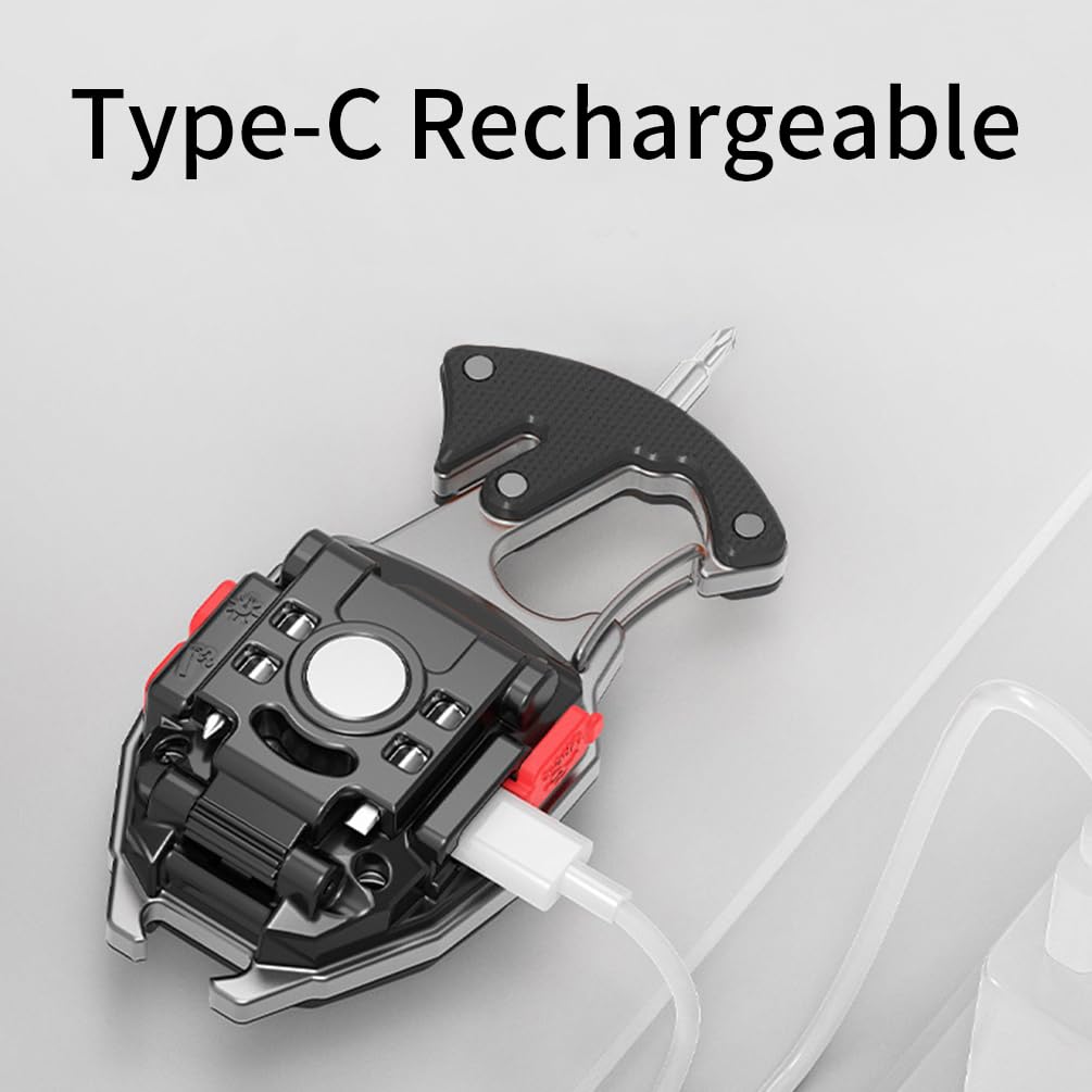 By-J Led Small Flashlight Multitool, Rechargeable Keychain Light, Cob Multi-Function Mini Work Light, 500 Lumens, 7 Lighting Modes With Electric Lighter, Seat Belt Cutter, Screwdriver, Whistle