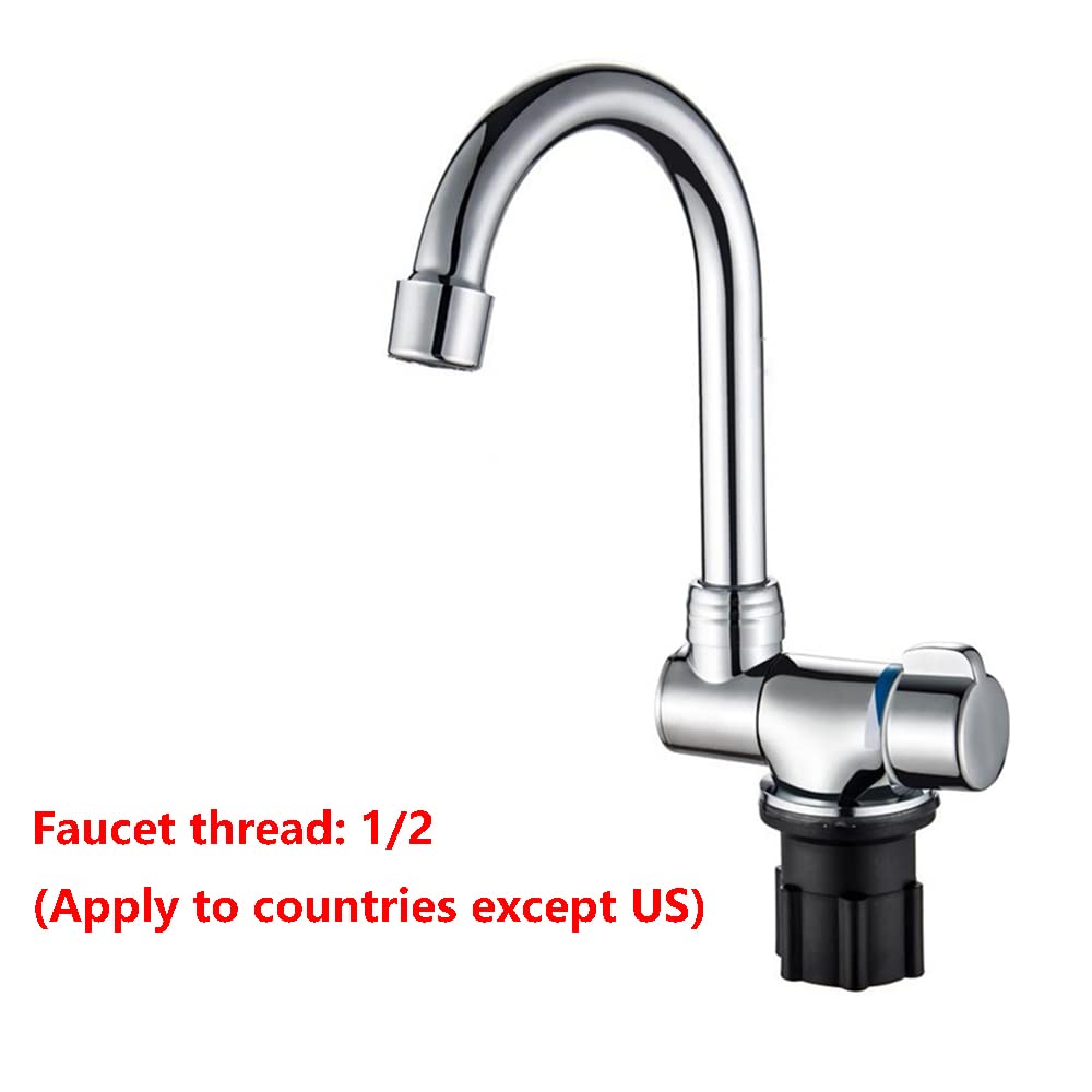 Riloer Foldable Faucet, 360° Rotation Sink Water Tap Cold & Hot Water Mixer Faucet For Rv Boat Foldable Copper Kitchen Faucet