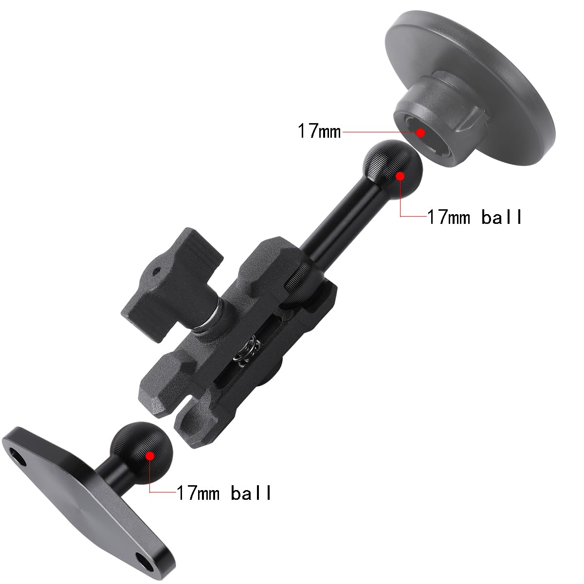 Leenconghui Aluminum Amps To 17Mm Ball Adapter With Extension Rod For Car Phone Holder, Drill Mount Ball Plate Base Meets Industry Standard Amps Hole Pattern,Compatible With Garmin Gps Nuvi Dezl Drive Zumo Rv