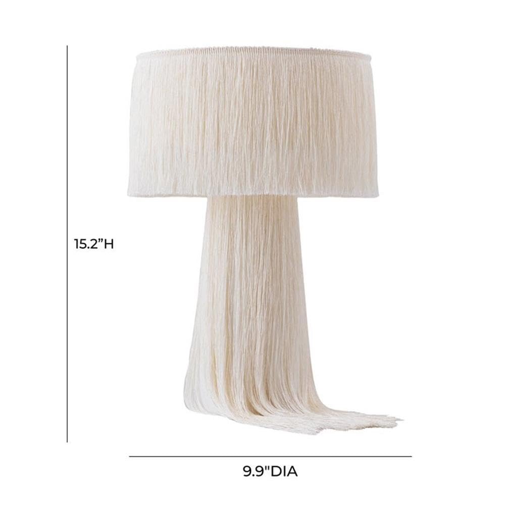 Tov Furniture Atolla Cotton Tasseled And Textured Table Lamp (Cream)