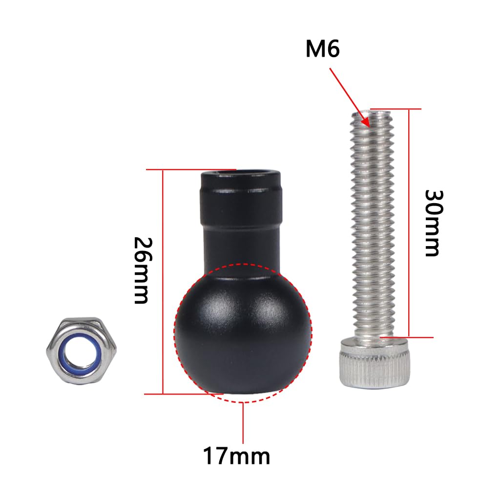 Novelgoal Aluminum 17Mm Expanding Ball Head With M6 Screw Ball Head For Tripod Selfie Handle Grip Stand Ball Mount Converter