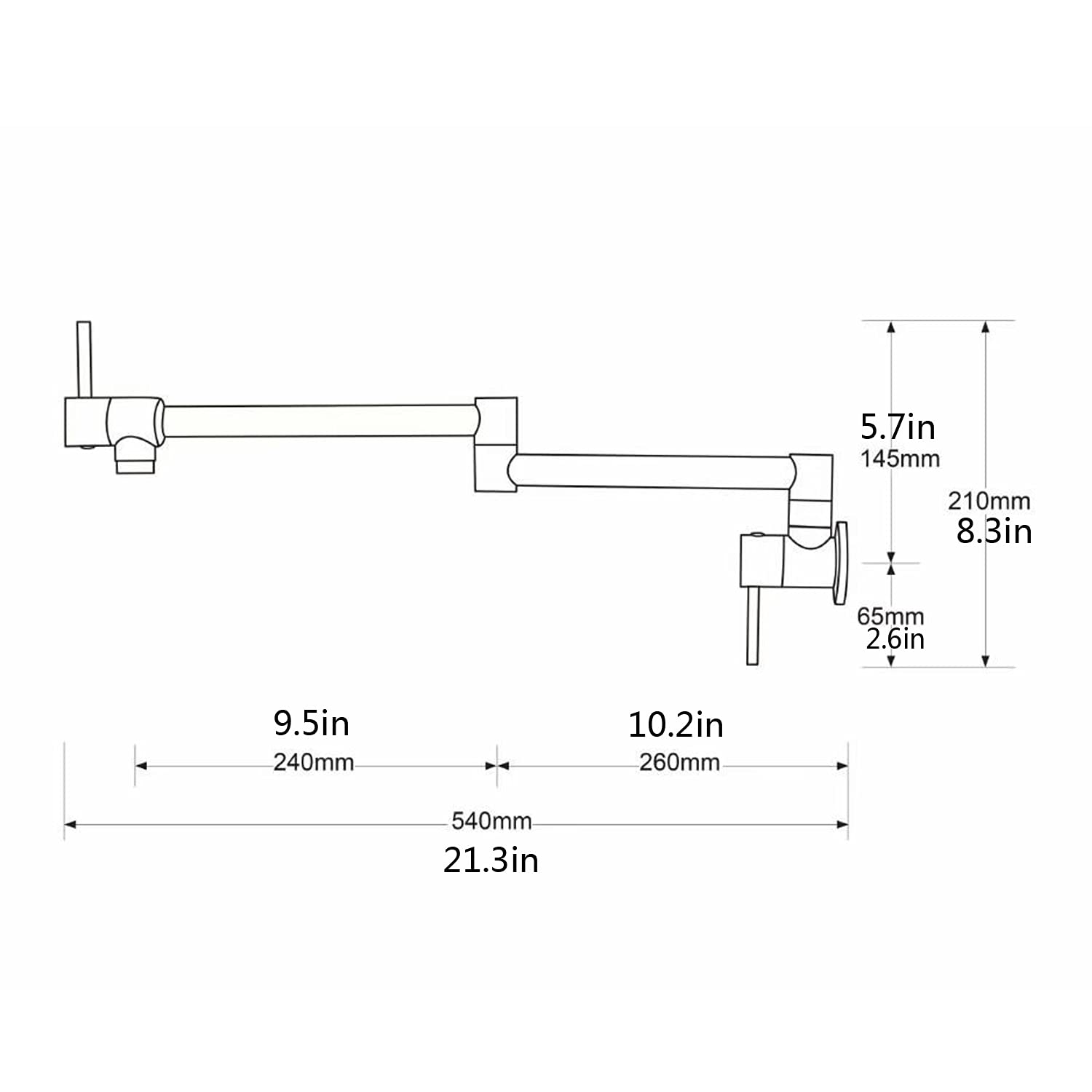 Haiyunda Pot Filler Folding Faucets,Wall Mount Pot Filler Kitchen Faucet Solid Brass,Swing Arm Folding Brushed Gold Modern Kitchen Sink Faucet Folding Stretchable With Single Hole Two Handles