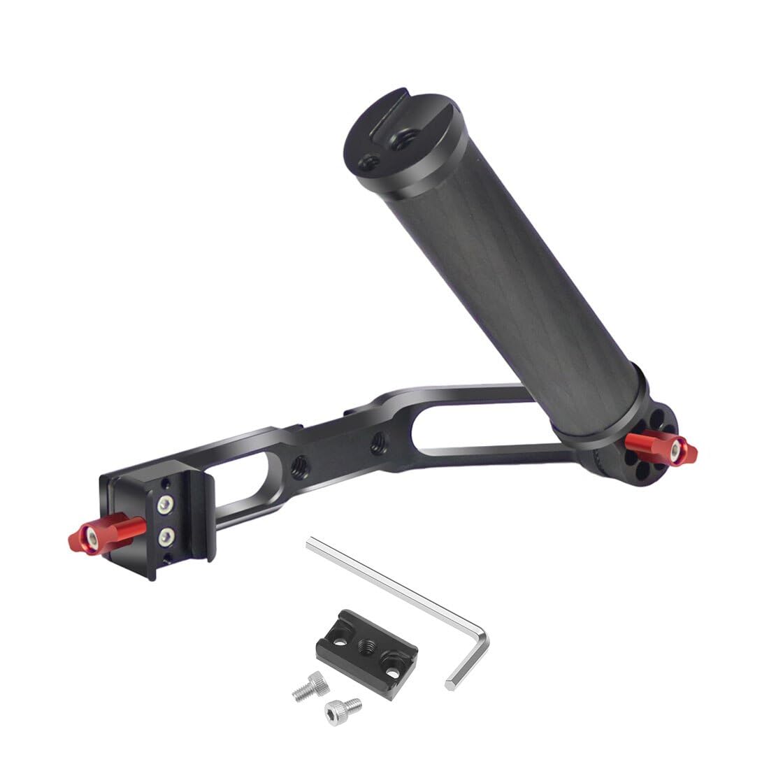 Novelgoal Carbon Fiber L Bracket Handle Grip With Foldable Cold Shoe Mount Compatible With Dji Ronin Rs2 Rsc2 Mini Handheld Gimbal Stabilizer Accessory (With 1X Rail Mount)