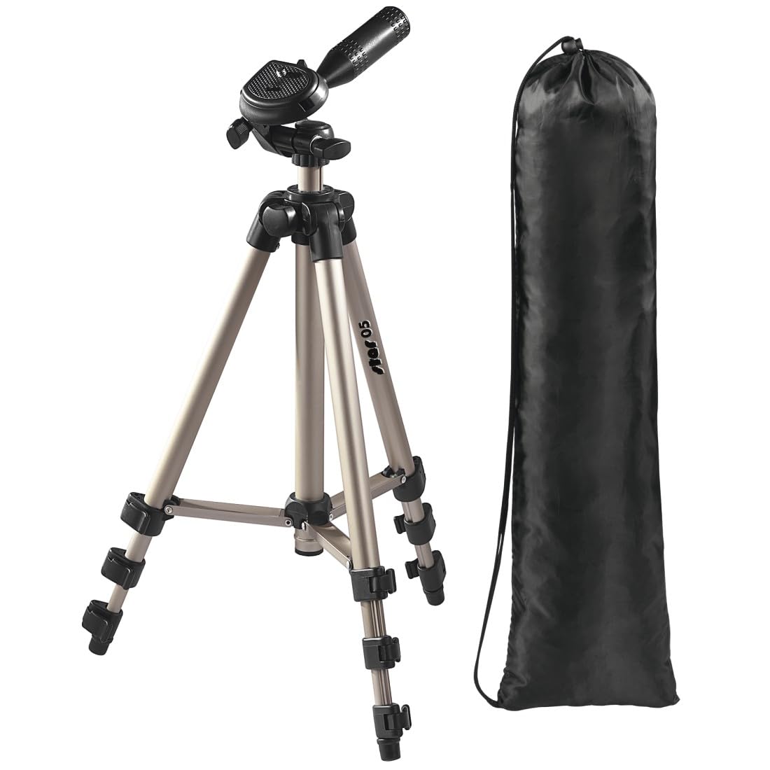 Hama Star 5" Tripod  Light Tripod With 36-105 Cm Height  3 Way Head  1/4" Connection For Dslr And System Cameras  With Carrying Case  Champagne