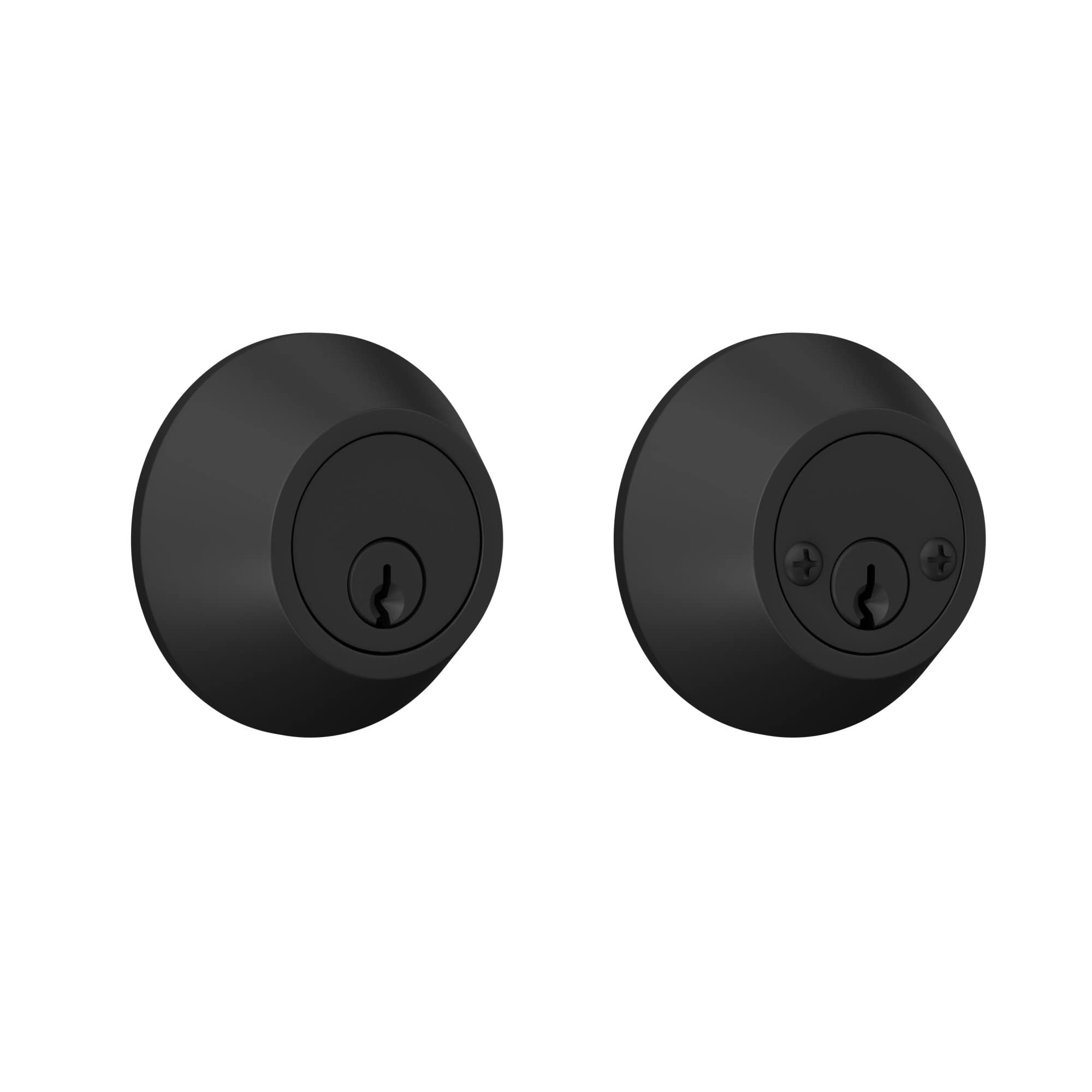 Lock Scout Deadbolt With Round Trim, Keyed 2 Side, Matte Black Finish
