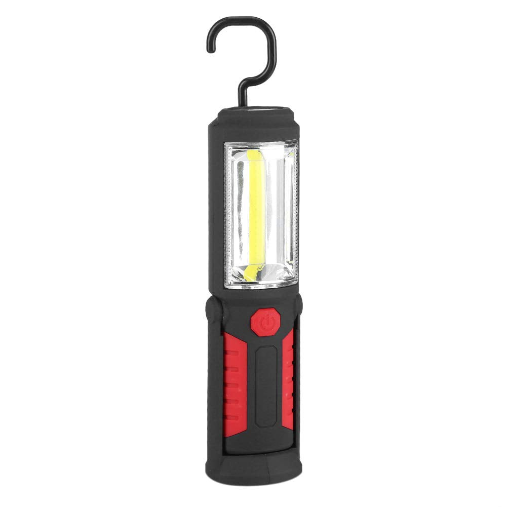 Qinlorgo Xinwoer Cob Led Flashlight Cob Work Light, Rotating Base And Hanging Hook Cob Emergency Light, Hiking Household Tool For Camping Emergency Light(Red)