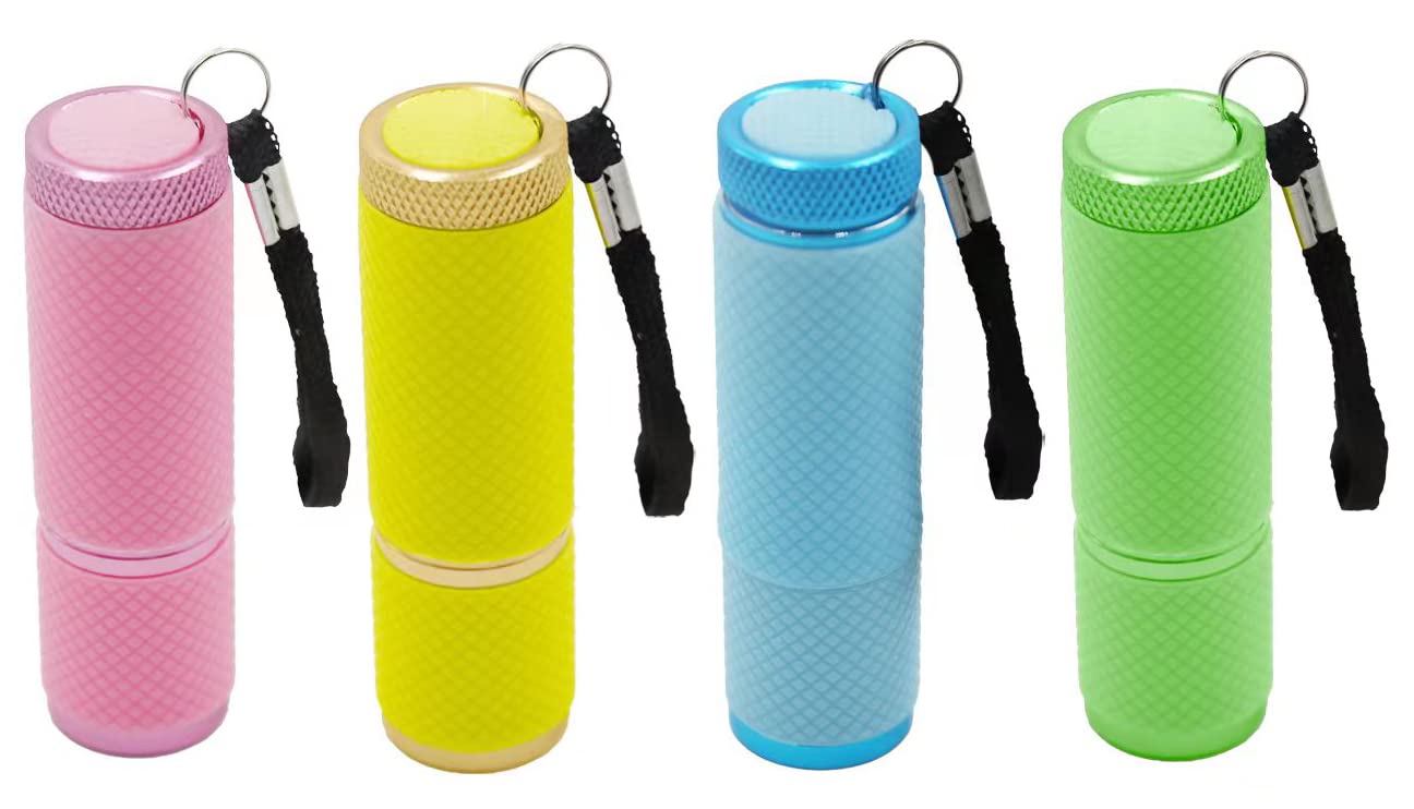 Dafuriet 4 Pack Mini Flashlights, 9 Led Glow-In-The-Dark Aluminum Lights With Straps – Perfect For Camping, Hiking, And Emergency