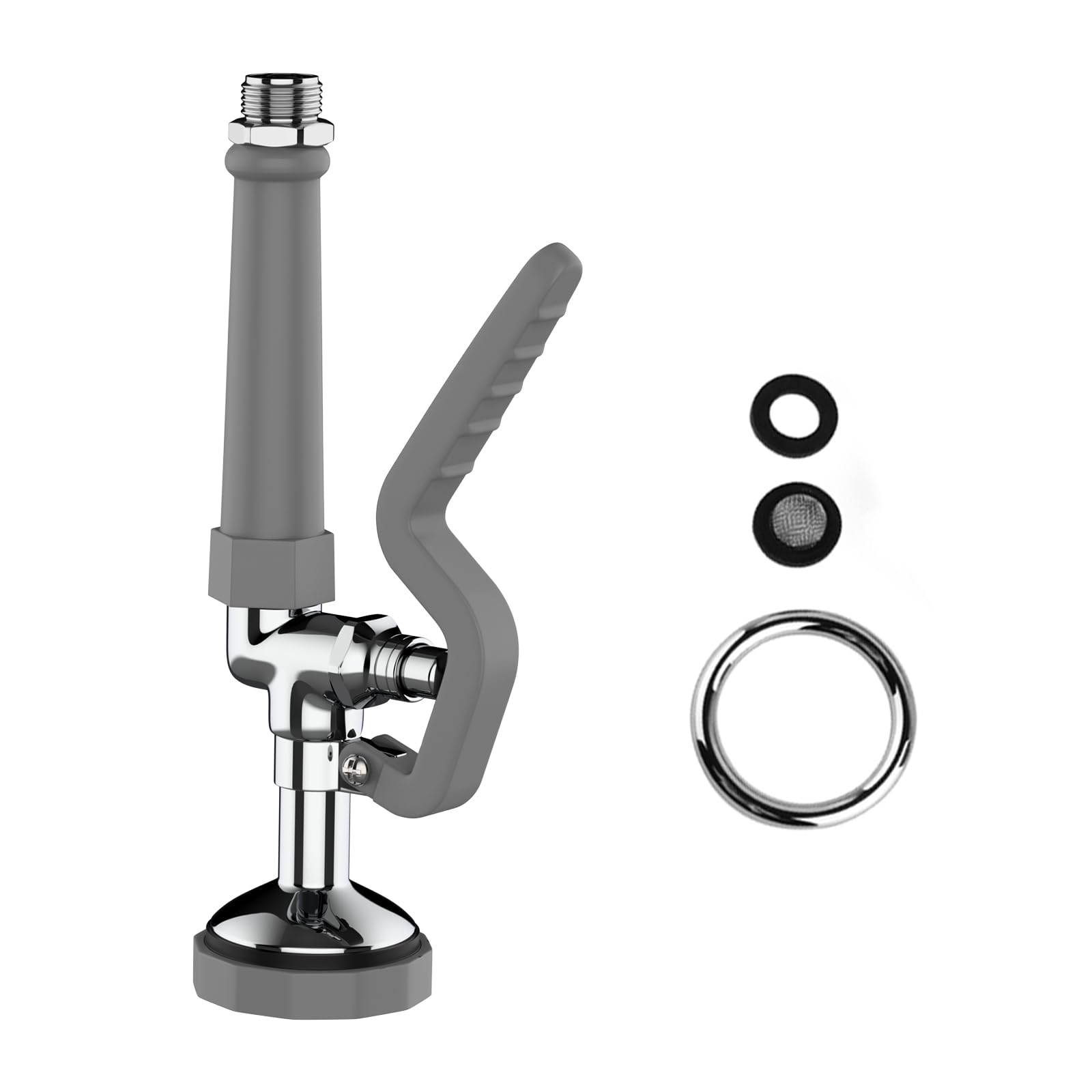 Fauaid Pre Rinse Sprayer Commercial Sink Sprayer Head,1.42Gpm Spray Valve Dish Sprayer Nozzle With Ergonomic Handle, Commercial Faucet Parts For Commercial Kitchen Sink,Chrome Finished（Gray）